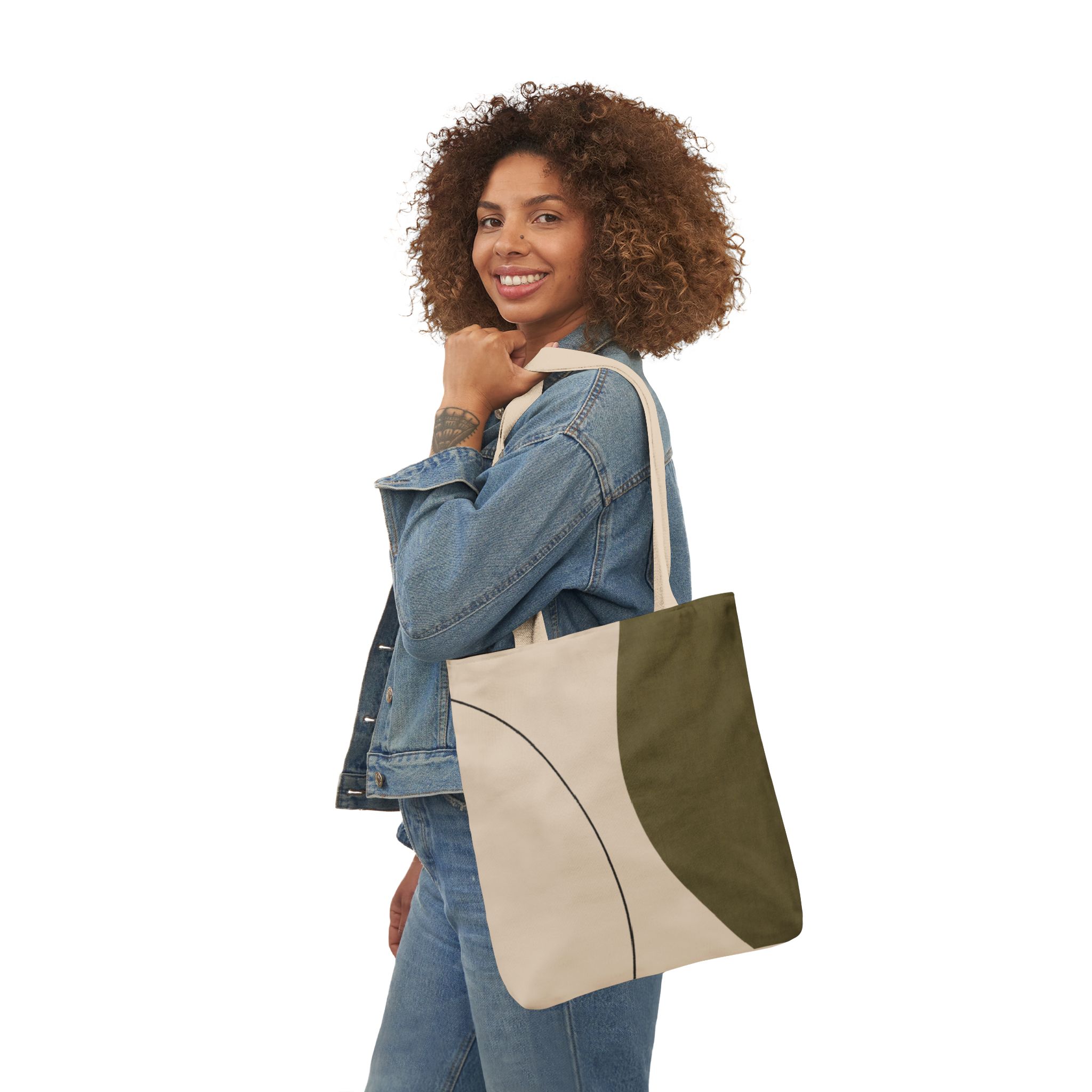 Olive Green Minimalist Tote Bag — Minimalist Modern Canvas Bag - Image 5
