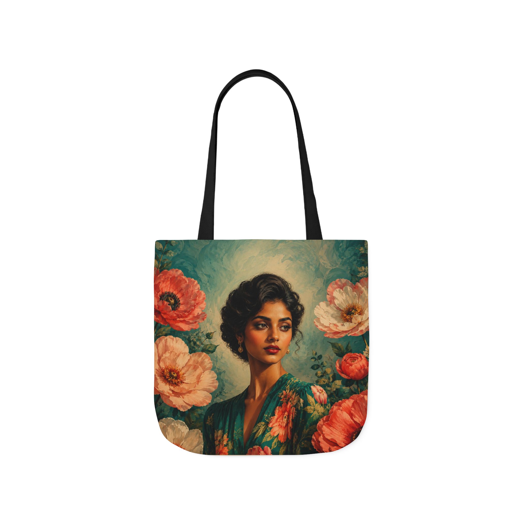 Emerald Bloom Canvas Tote Bag – Botanical Canvas Shoulder Bag - Image 19