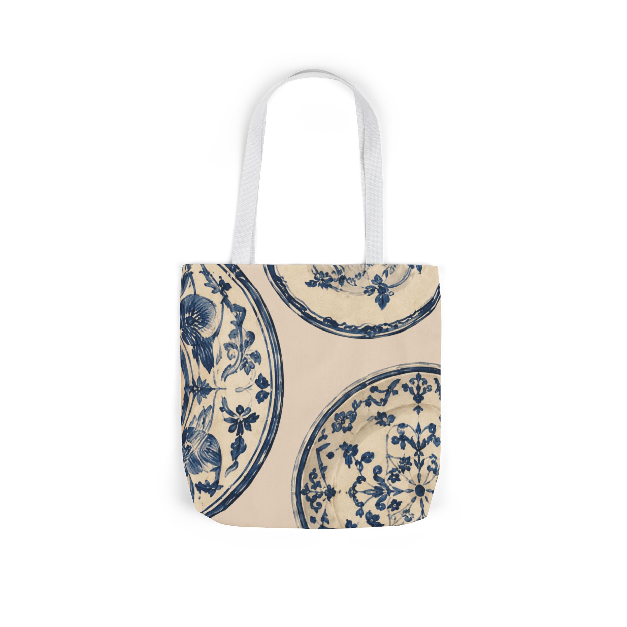 Blue Delft Plate Canvas Tote — Vintage Floral Pattern Reusable Beach & Grocery Bag - Image 13