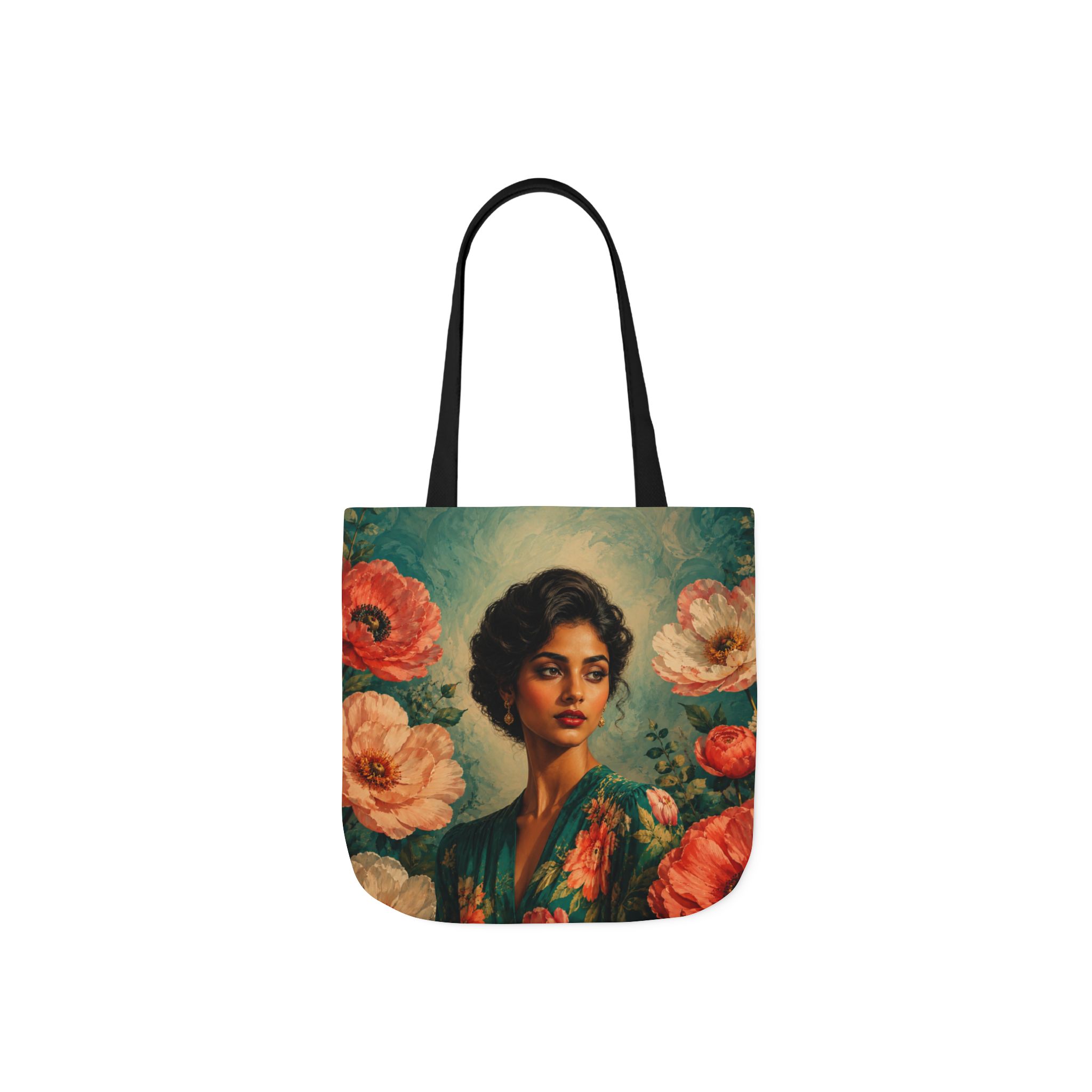 Emerald Bloom Canvas Tote Bag – Botanical Canvas Shoulder Bag - Image 9