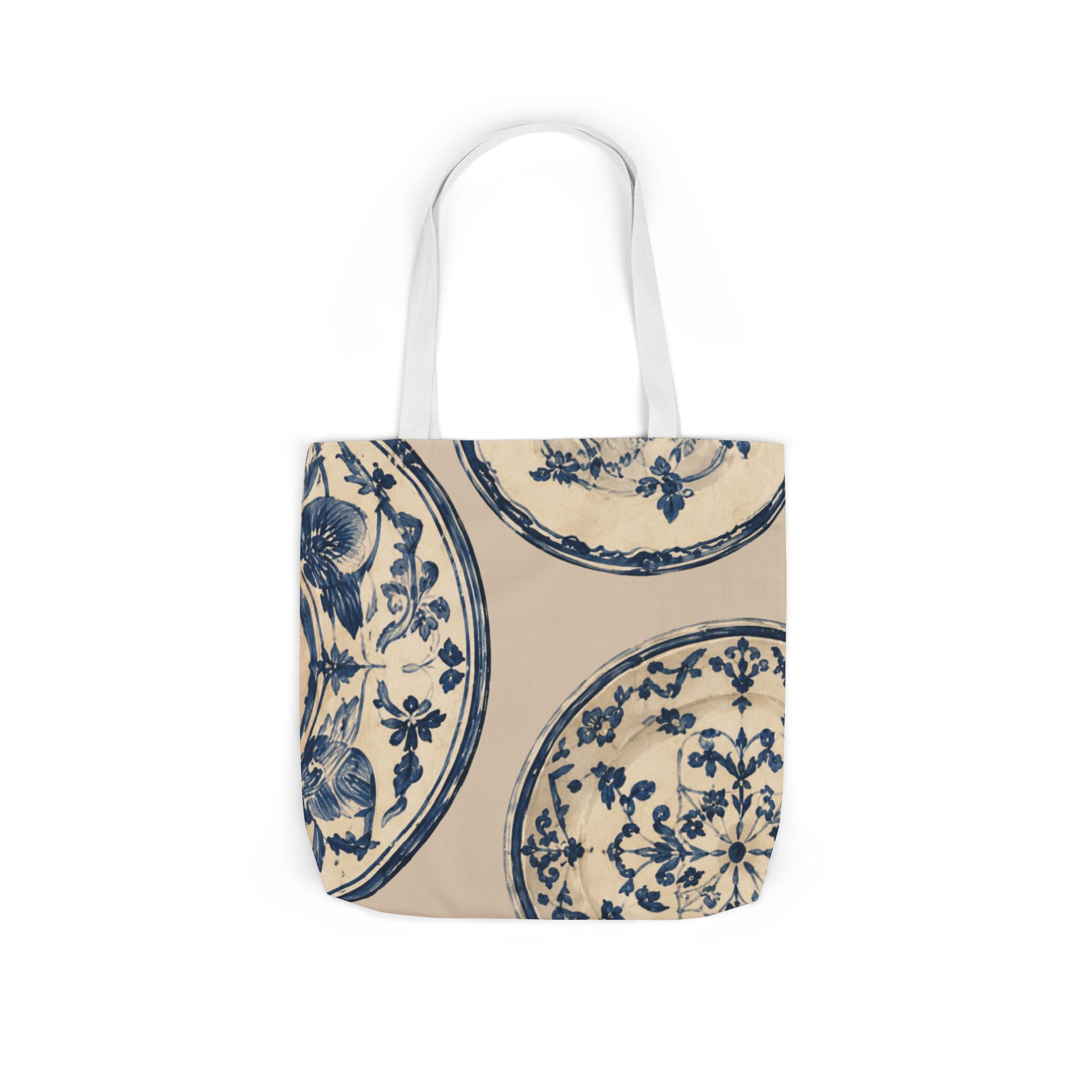 Blue Delft Plate Canvas Tote — Vintage Floral Pattern Reusable Beach & Grocery Bag - Image 17