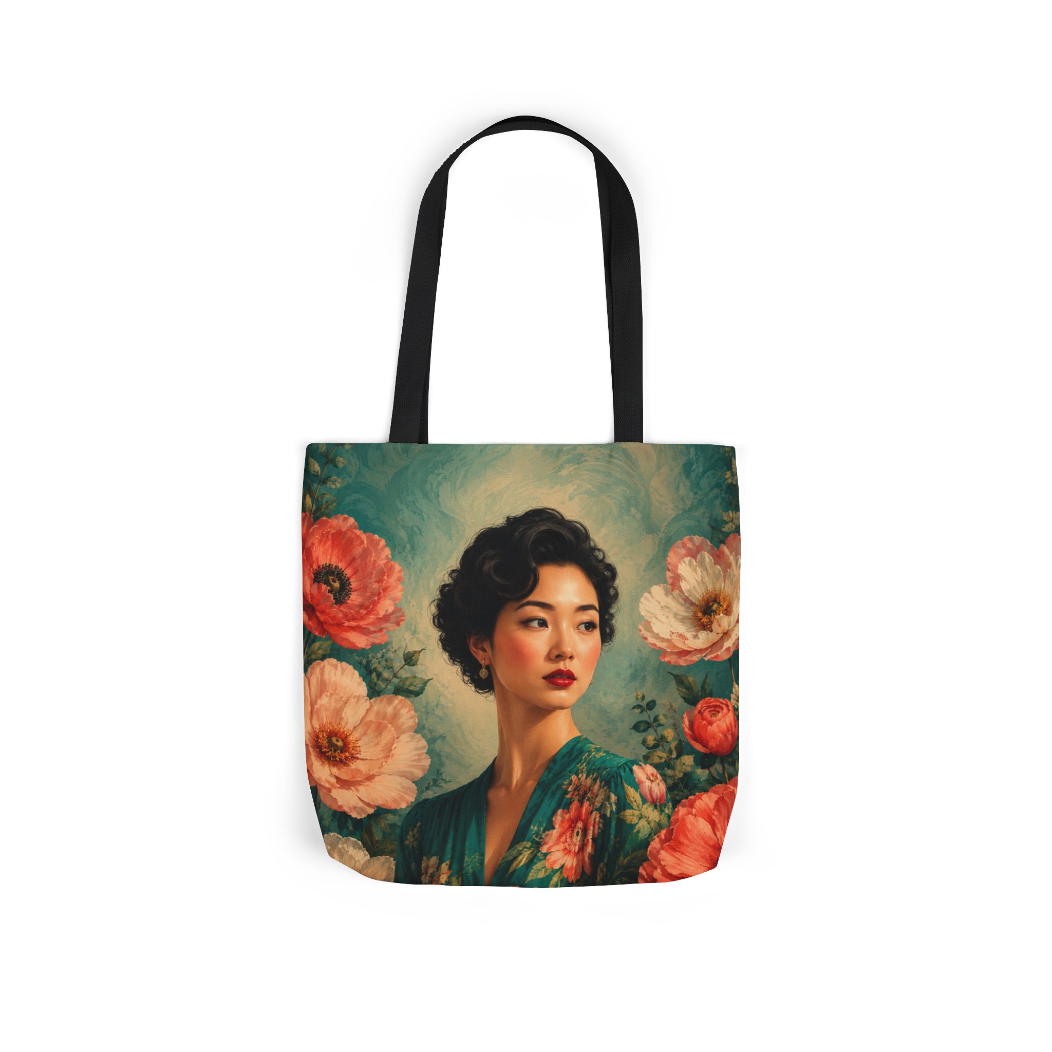 Floral Portrait Tote Bag — Woman Art Canvas Tote - Image 18