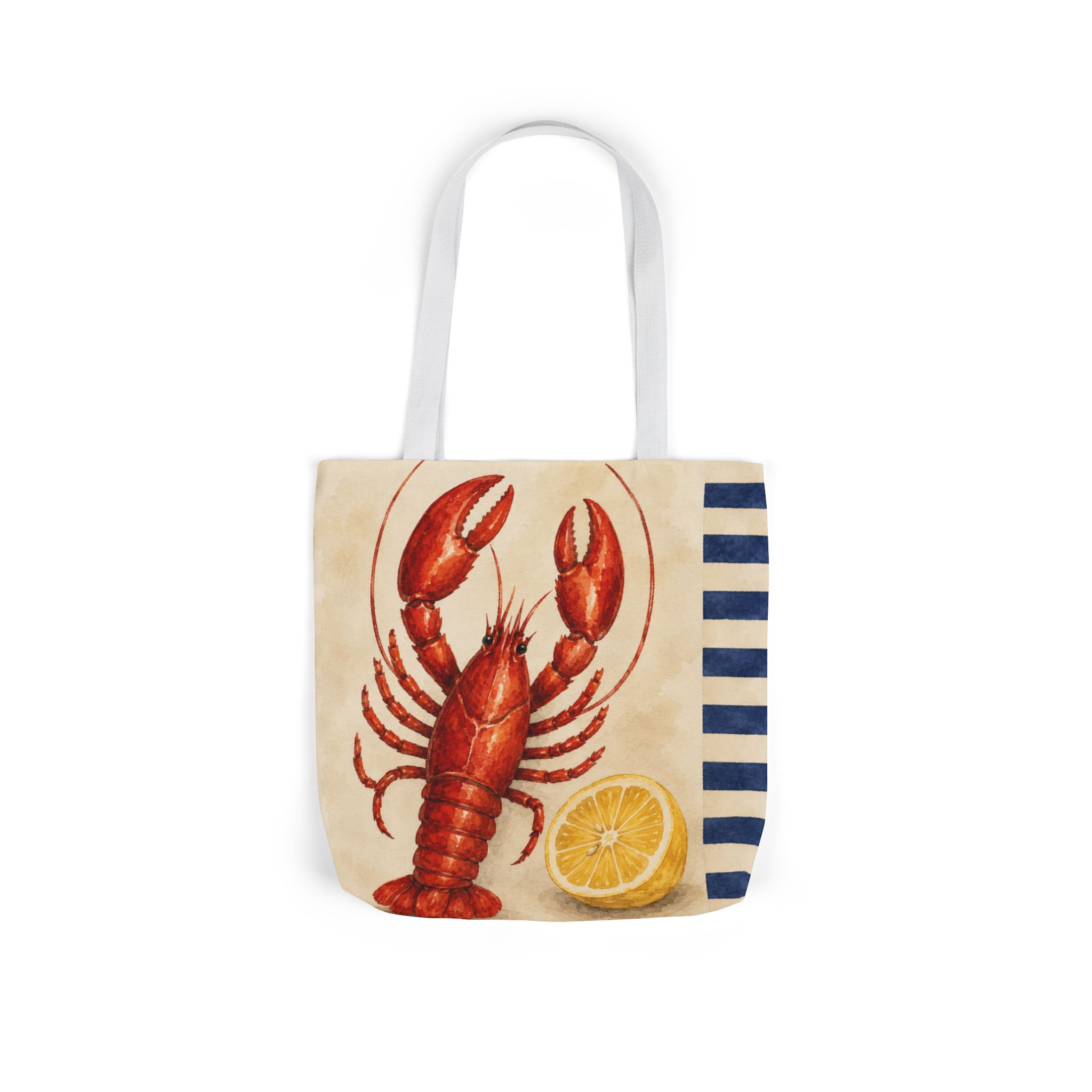 Lobster & Lemon Striped Canvas Tote – Coastal Nautical Reusable Beach & Grocery Bag - Image 27