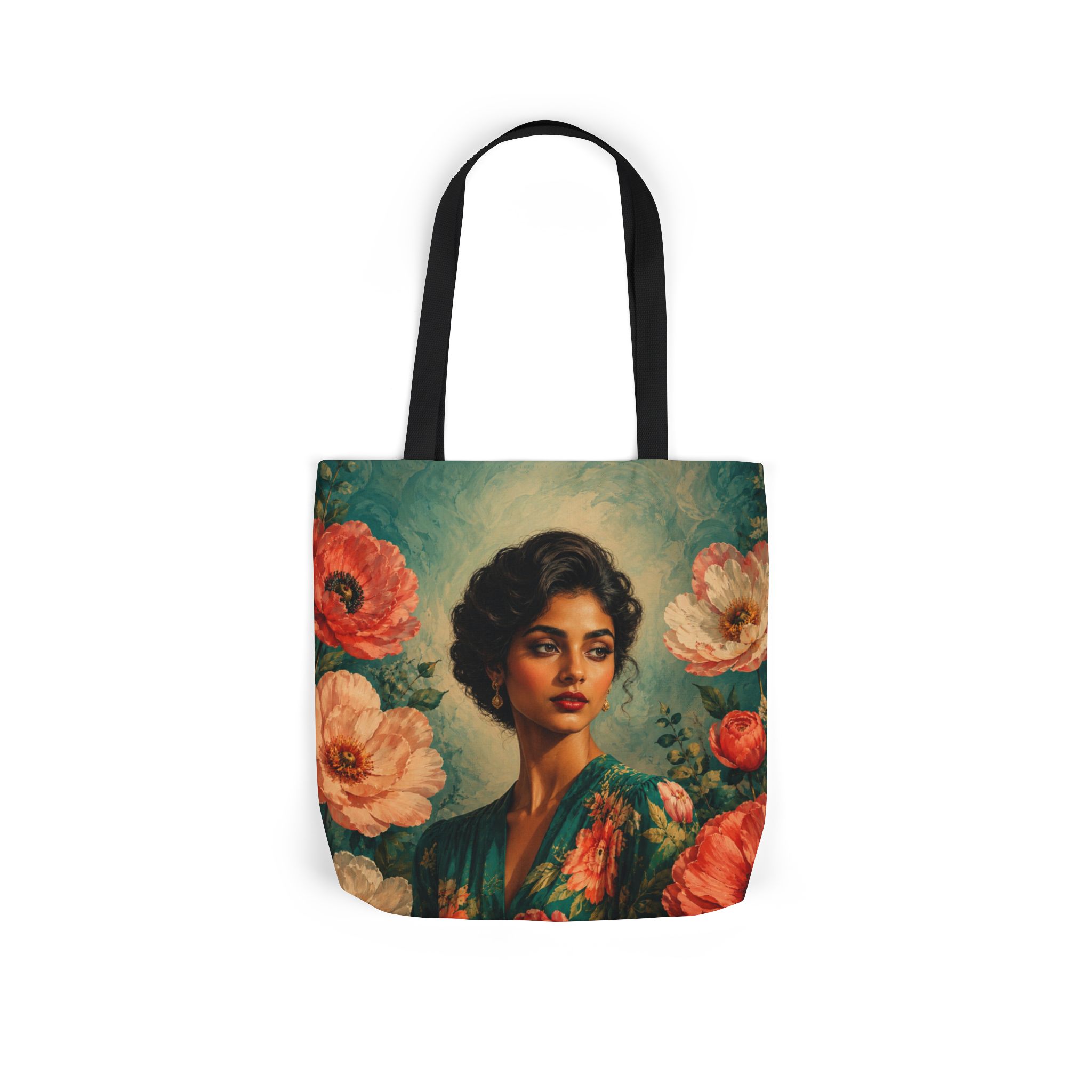 Emerald Bloom Canvas Tote Bag – Botanical Canvas Shoulder Bag - Image 20