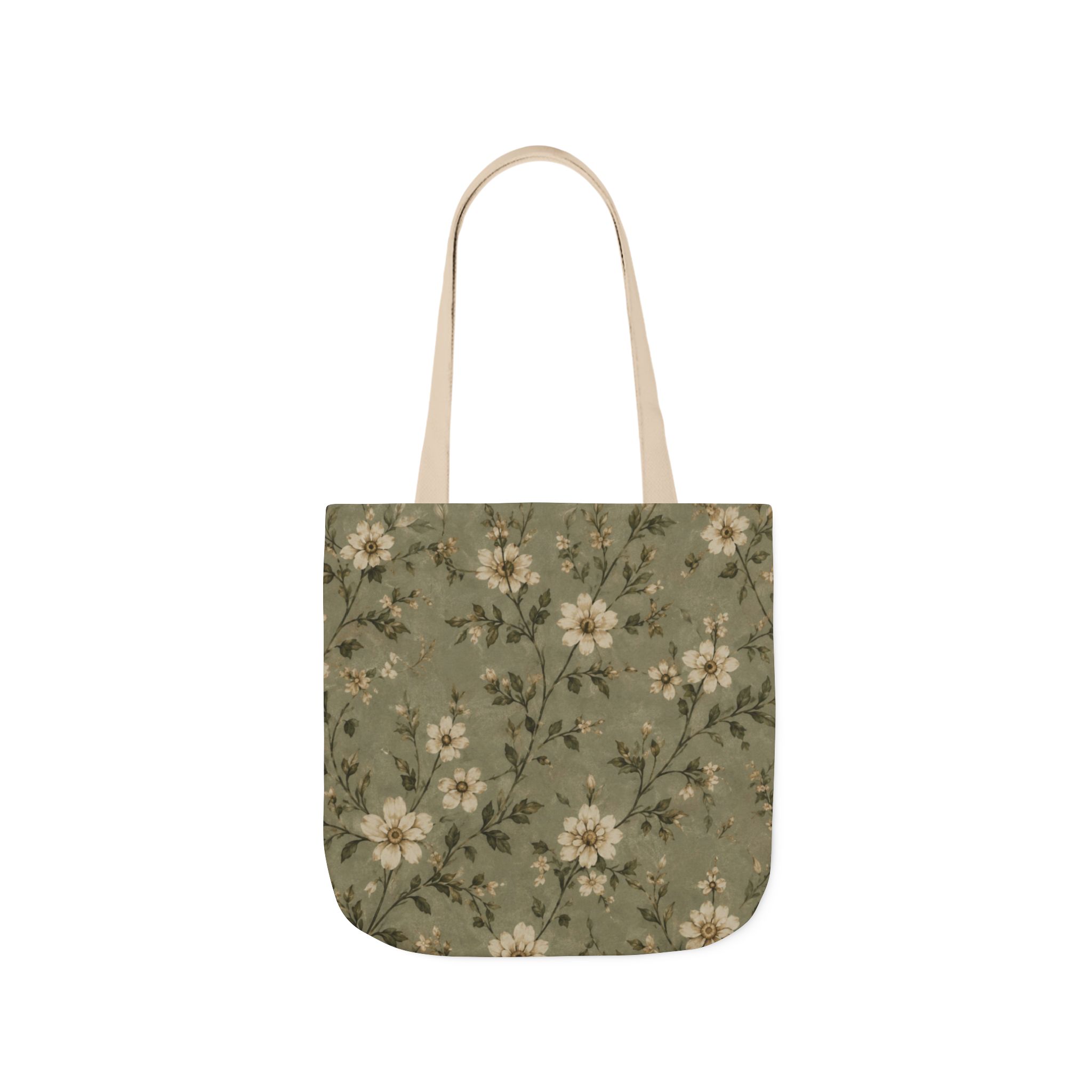 Sage Blossom Floral Tote Bag – Sage Green Botanical Canvas Shopping Bag - Image 9