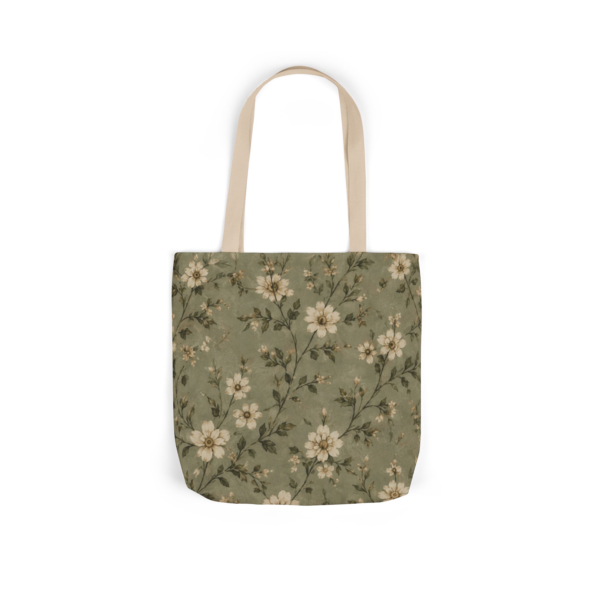 Sage Blossom Floral Tote Bag – Sage Green Botanical Canvas Shopping Bag - Image 12