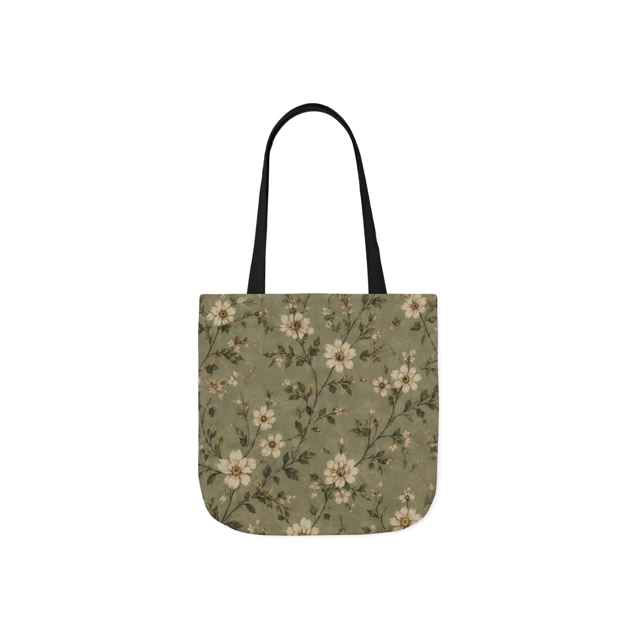 Sage Blossom Floral Tote Bag – Sage Green Botanical Canvas Shopping Bag - Image 3