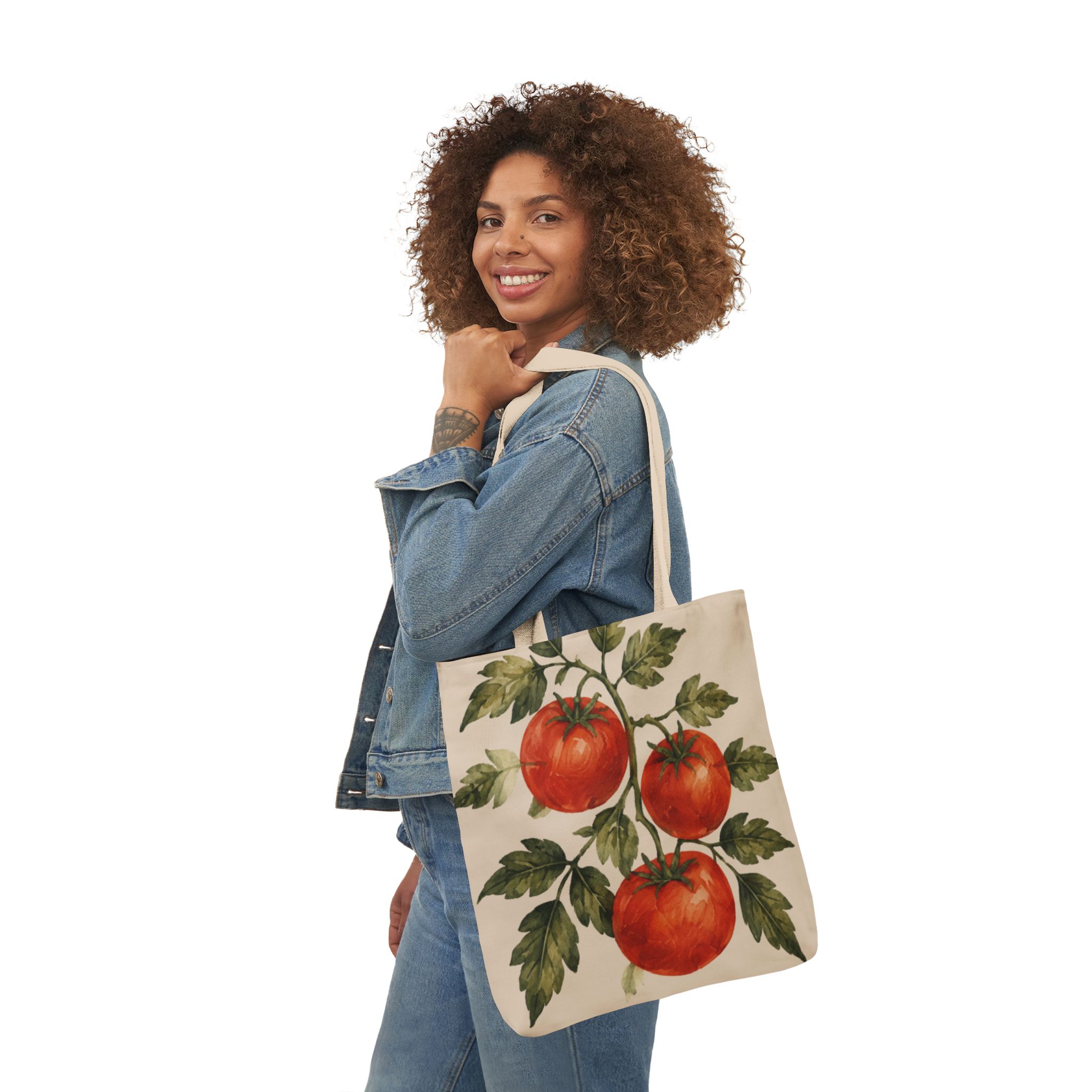 Tomato Vine Canvas Tote Bag — Vintage Botanical Market Bag - Image 11