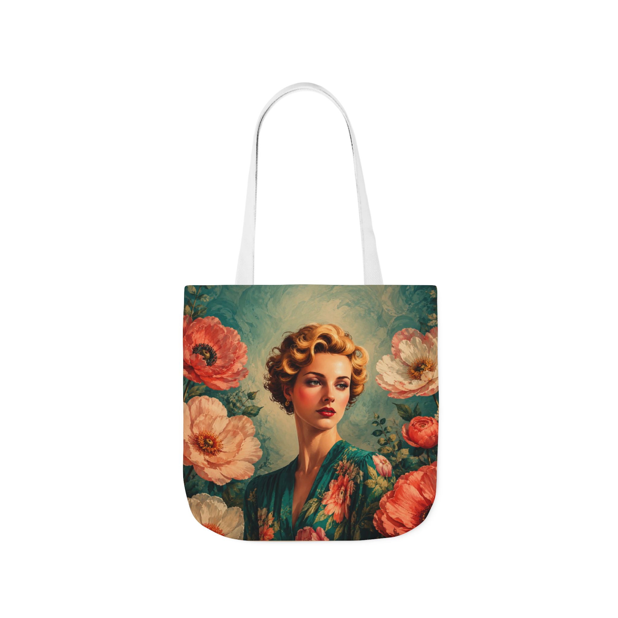 Golden Bloom Canvas Tote Bag — Retro Glam Woman Canvas Tote - Image 3