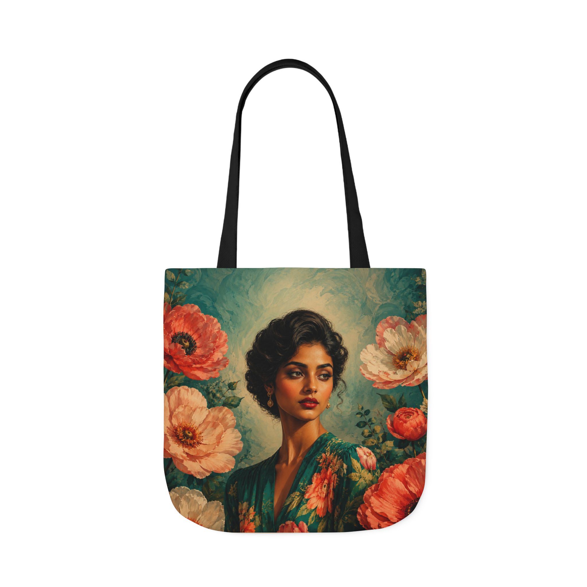 Emerald Bloom Canvas Tote Bag – Botanical Canvas Shoulder Bag - Image 23