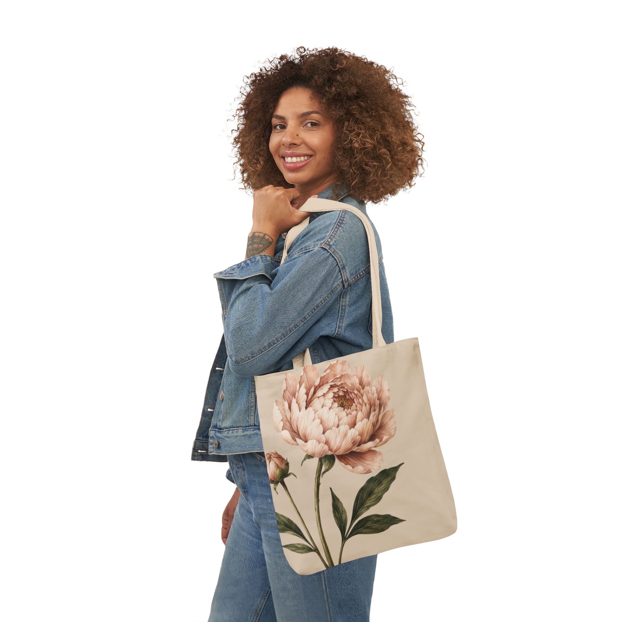 Peony Blush Floral Tote Bag— Elegant Botanical Canvas Tote - Image 5