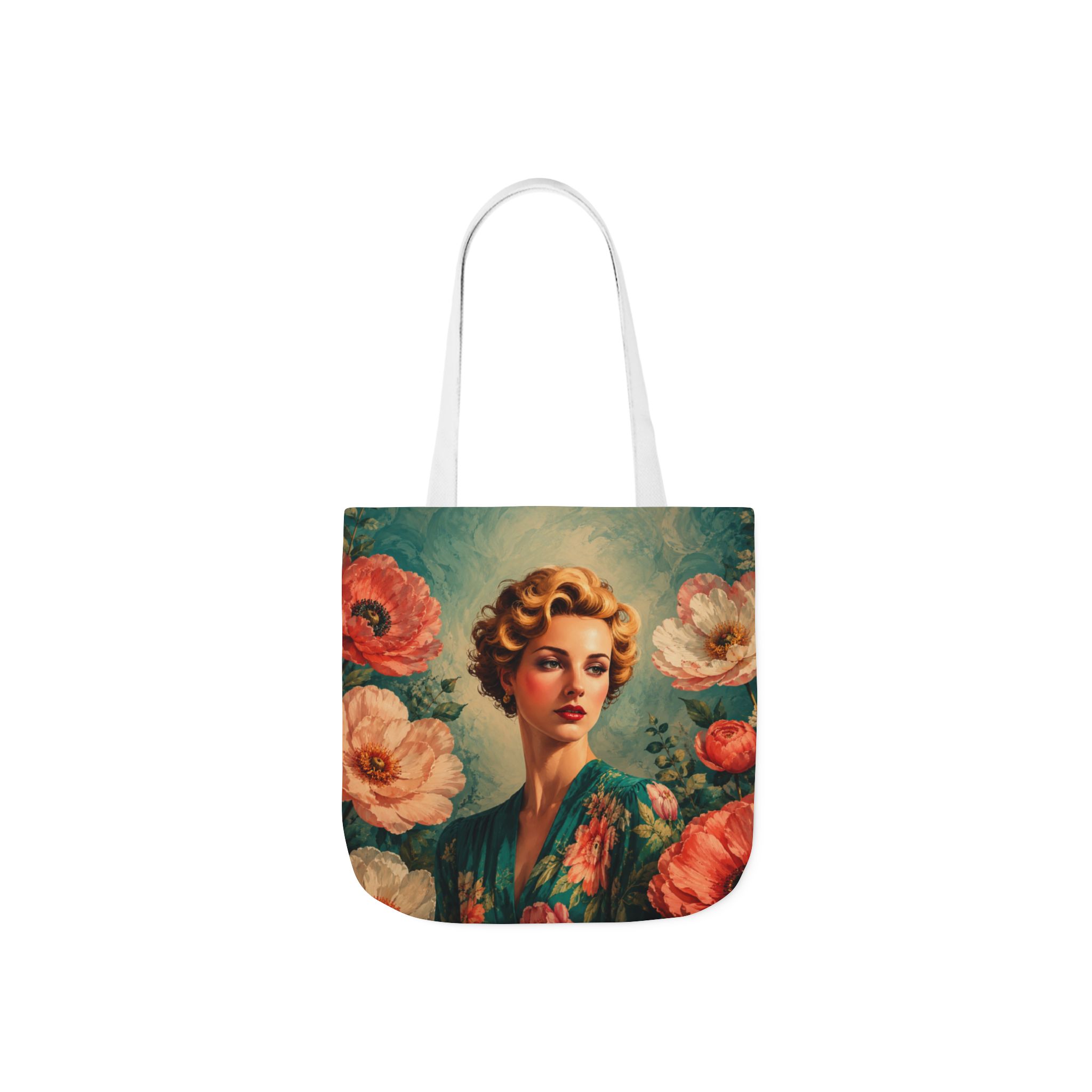 Golden Bloom Canvas Tote Bag — Retro Glam Woman Canvas Tote - Image 13