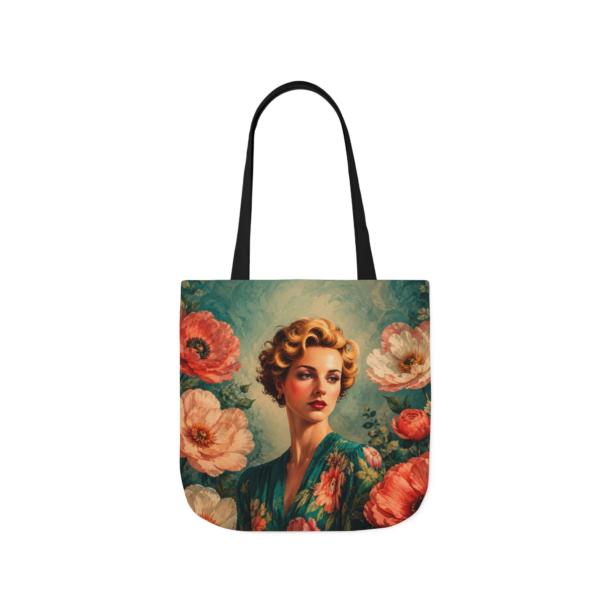 Golden Bloom Canvas Tote Bag — Retro Glam Woman Canvas Tote - Image 17