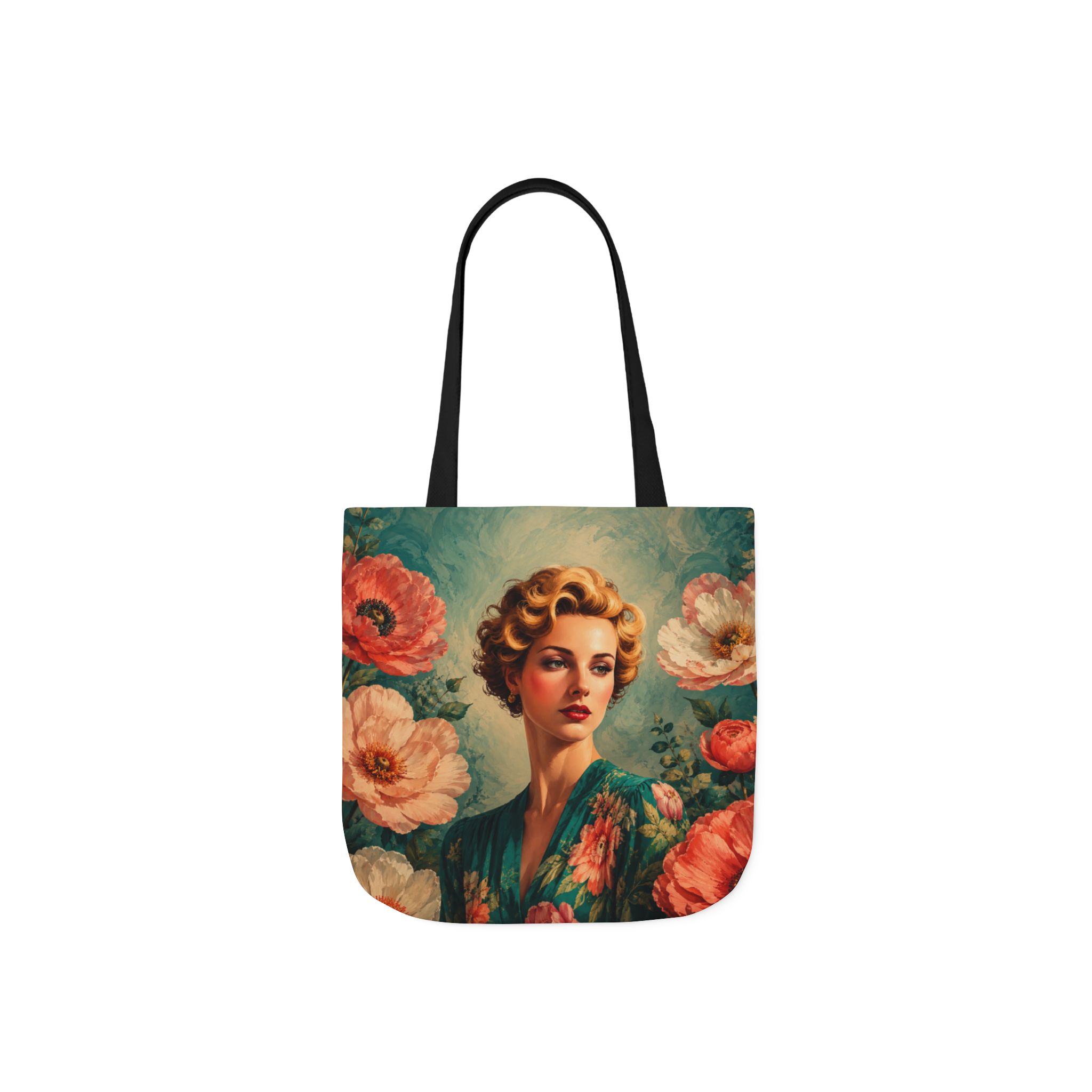 Golden Bloom Canvas Tote Bag — Retro Glam Woman Canvas Tote - Image 11