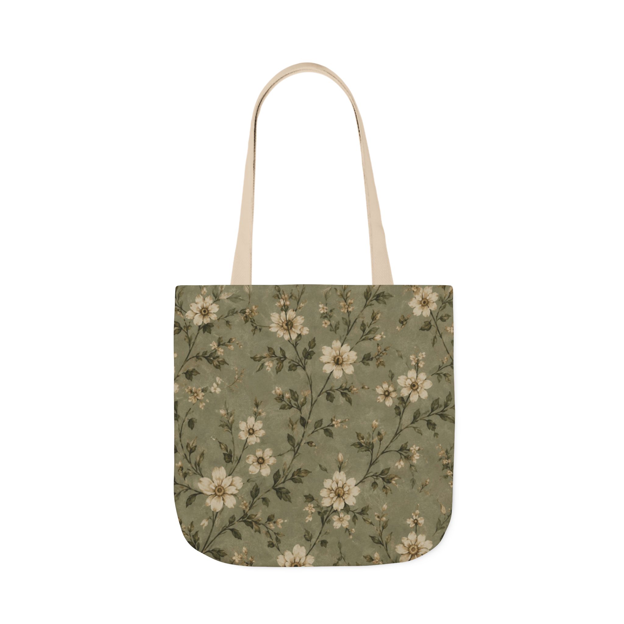 Sage Blossom Floral Tote Bag – Sage Green Botanical Canvas Shopping Bag - Image 15