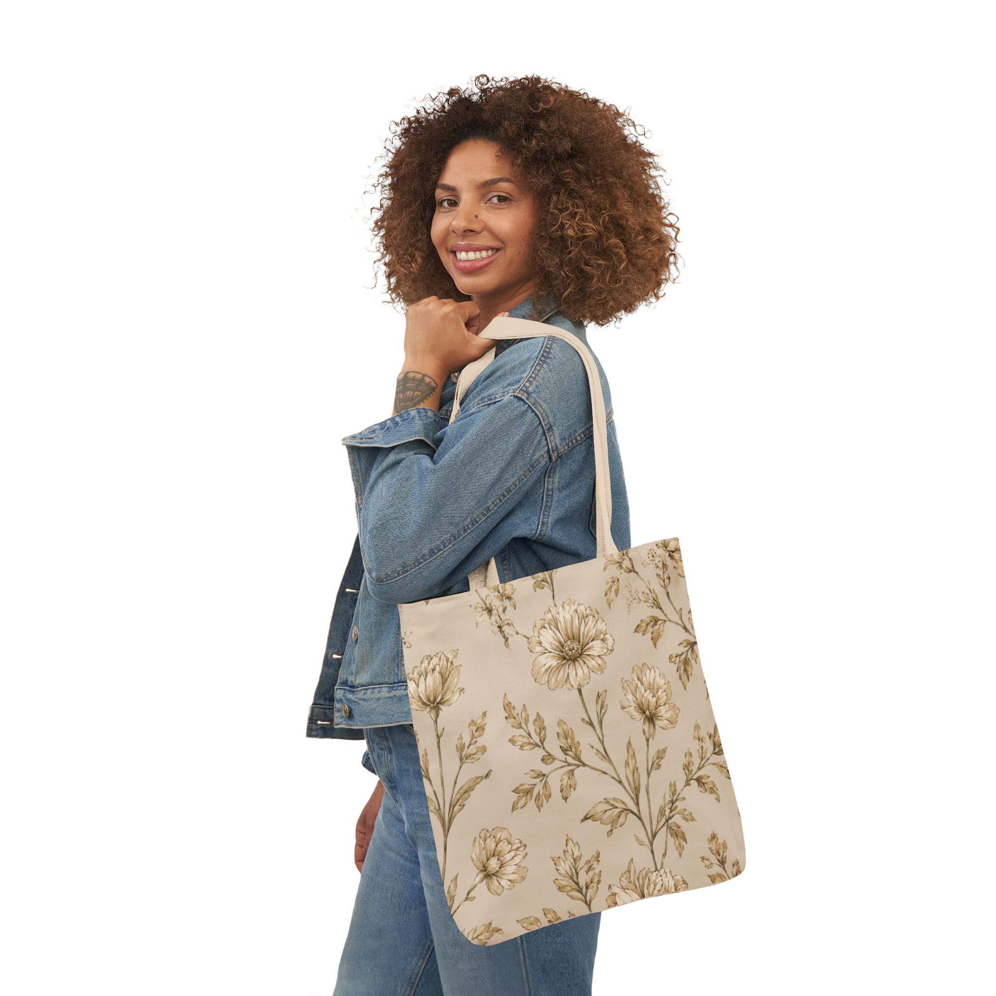 Botanical Toile Floral Tote Bag — Vintage Botanical Canvas Tote - Image 11