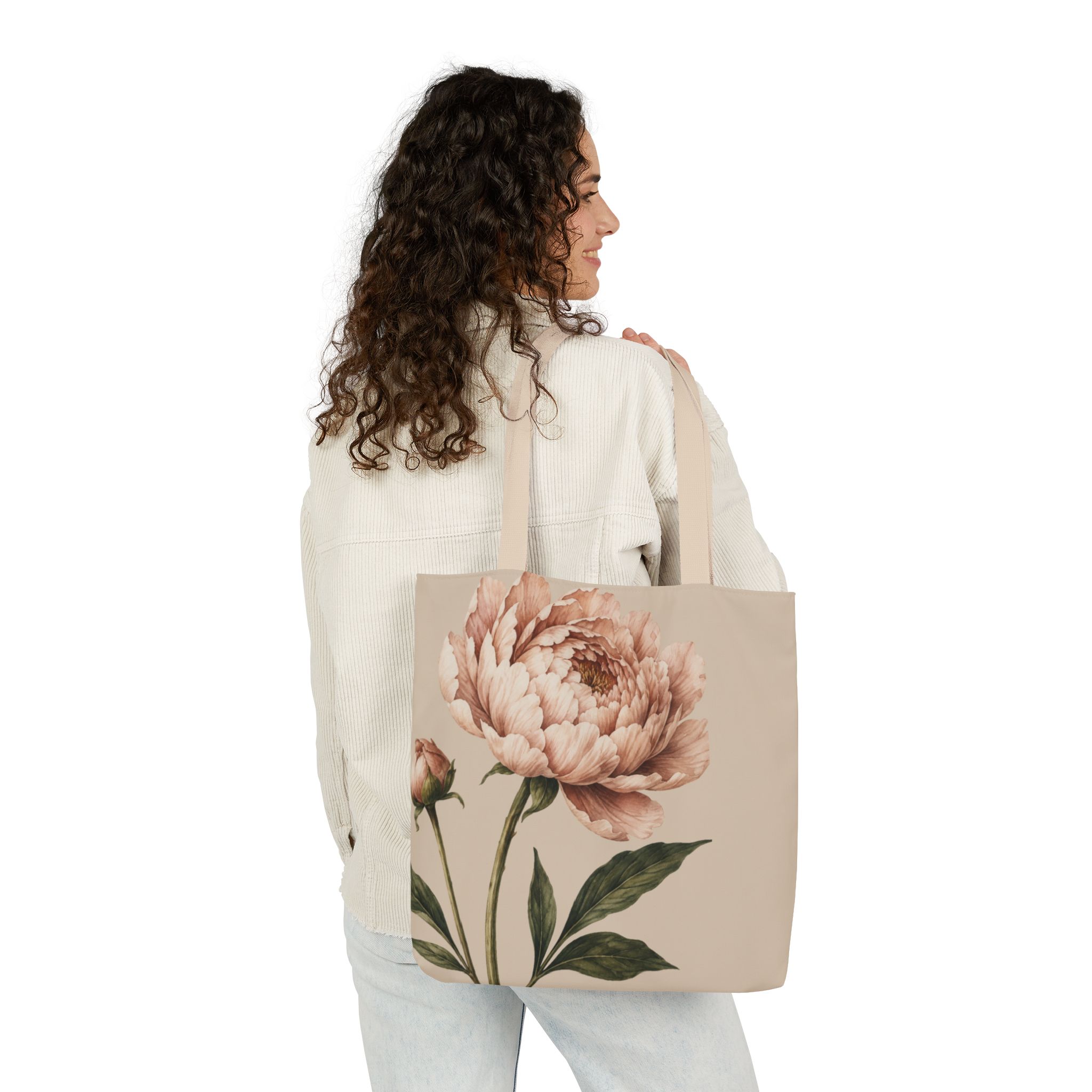 Peony Blush Floral Tote Bag— Elegant Botanical Canvas Tote - Image 10
