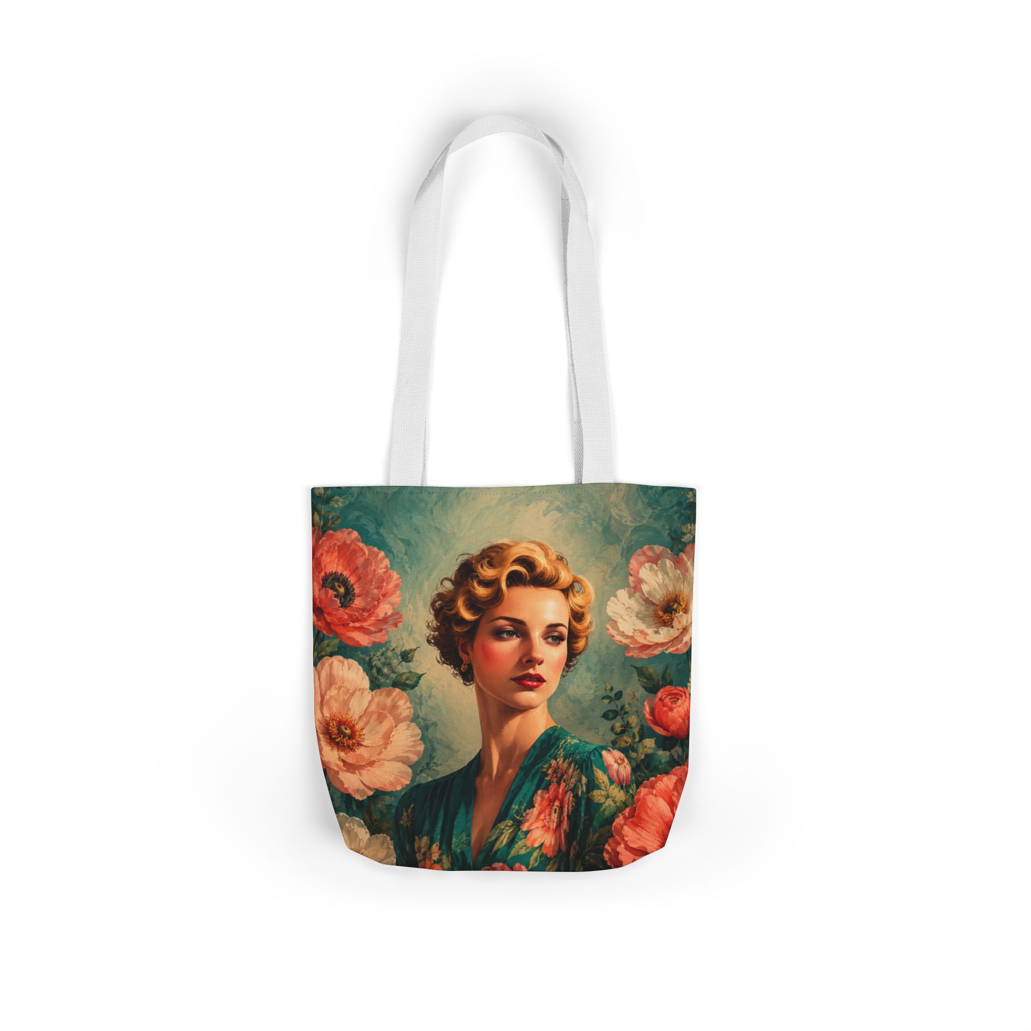 Golden Bloom Canvas Tote Bag — Retro Glam Woman Canvas Tote - Image 14