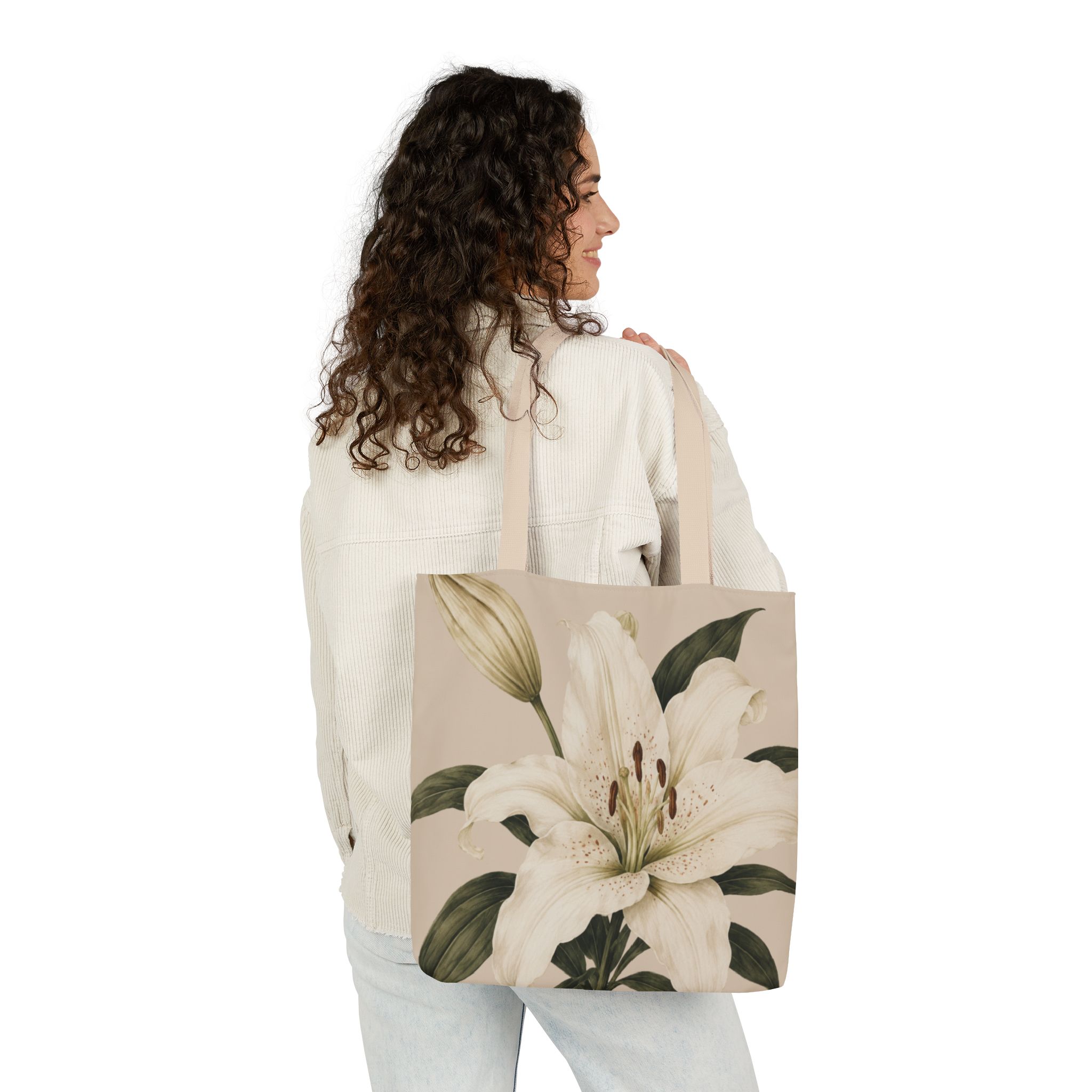 Lily Study Botanical Tote Bag — Elegant White Lily Canvas Tote - Image 10