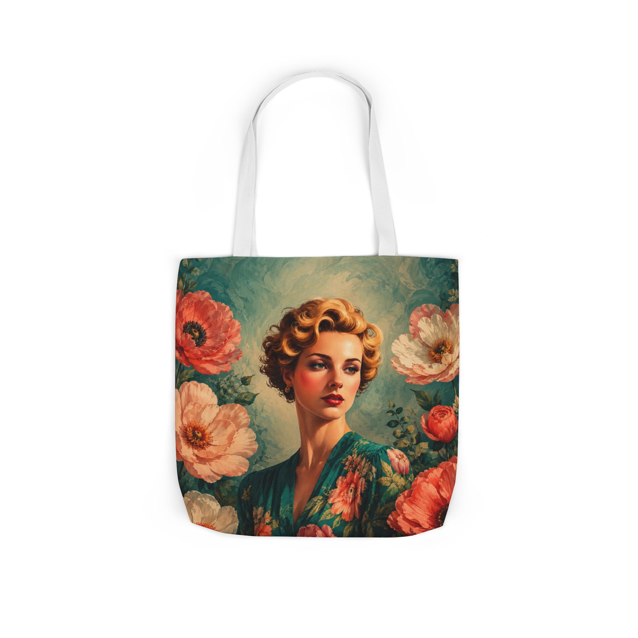 Golden Bloom Canvas Tote Bag — Retro Glam Woman Canvas Tote - Image 6