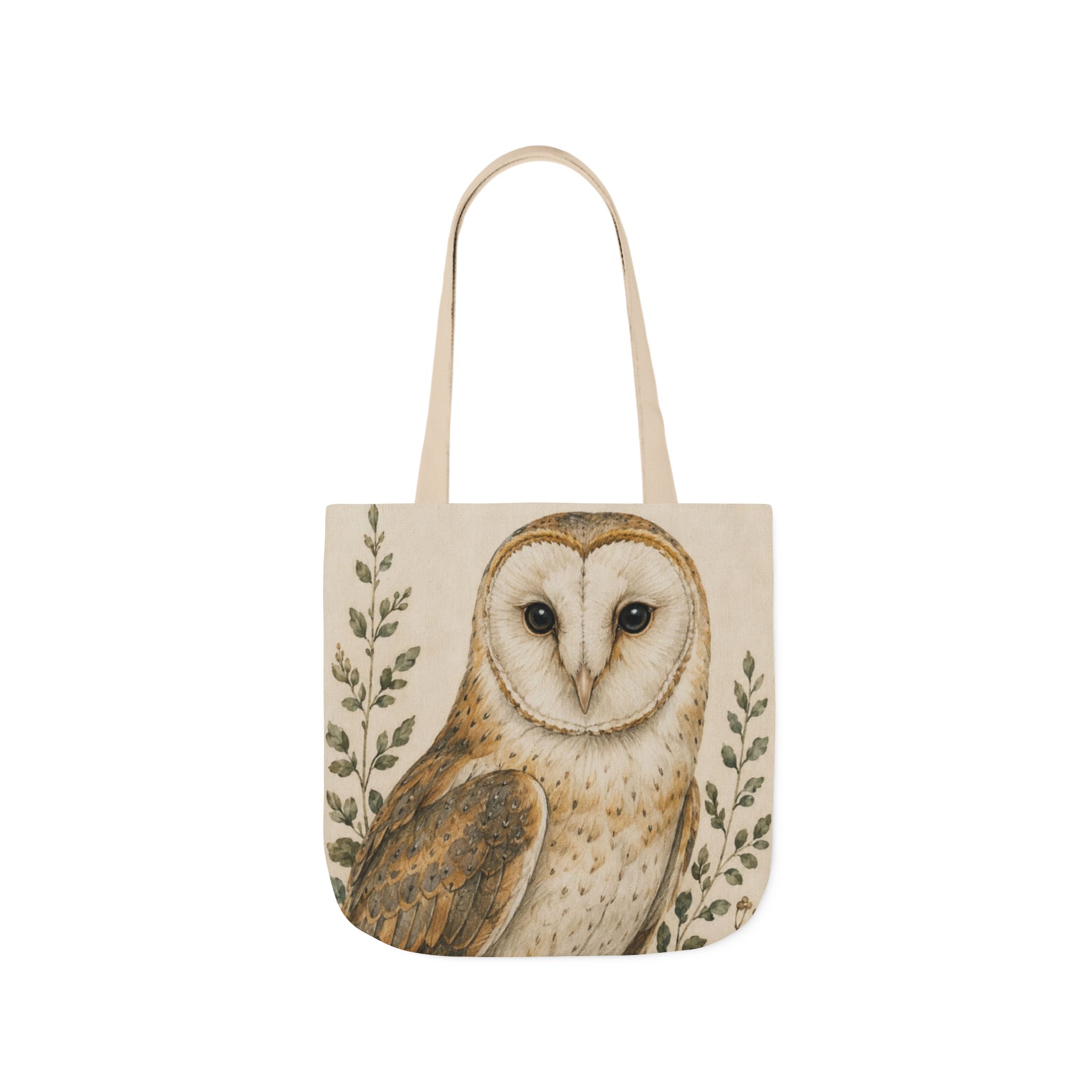 Barn Owl Canvas Tote Bag— Woodland Animal Art Tote