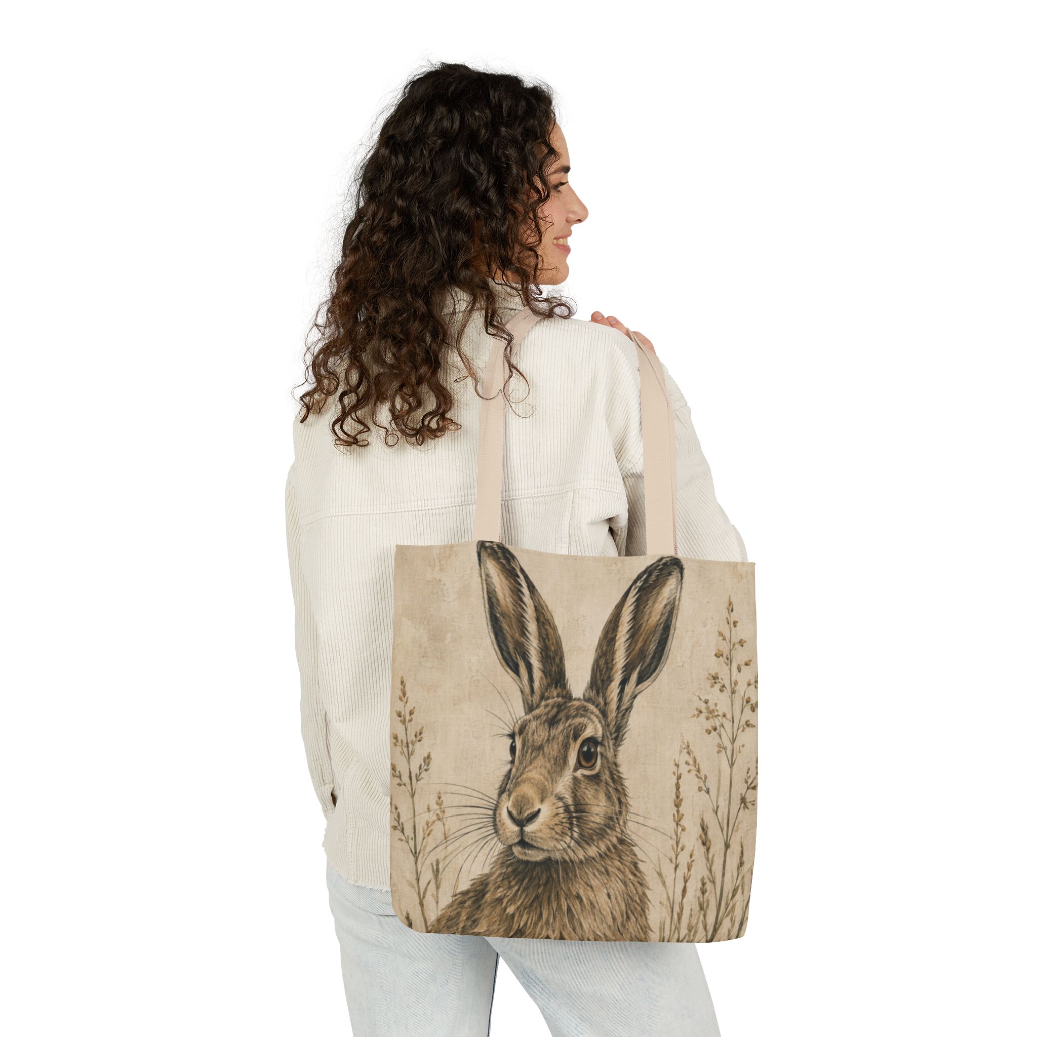 Hare Canvas Tote Bag— Woodland Animal Art Tote | Curious Creatures Collection Product Description - Image 10