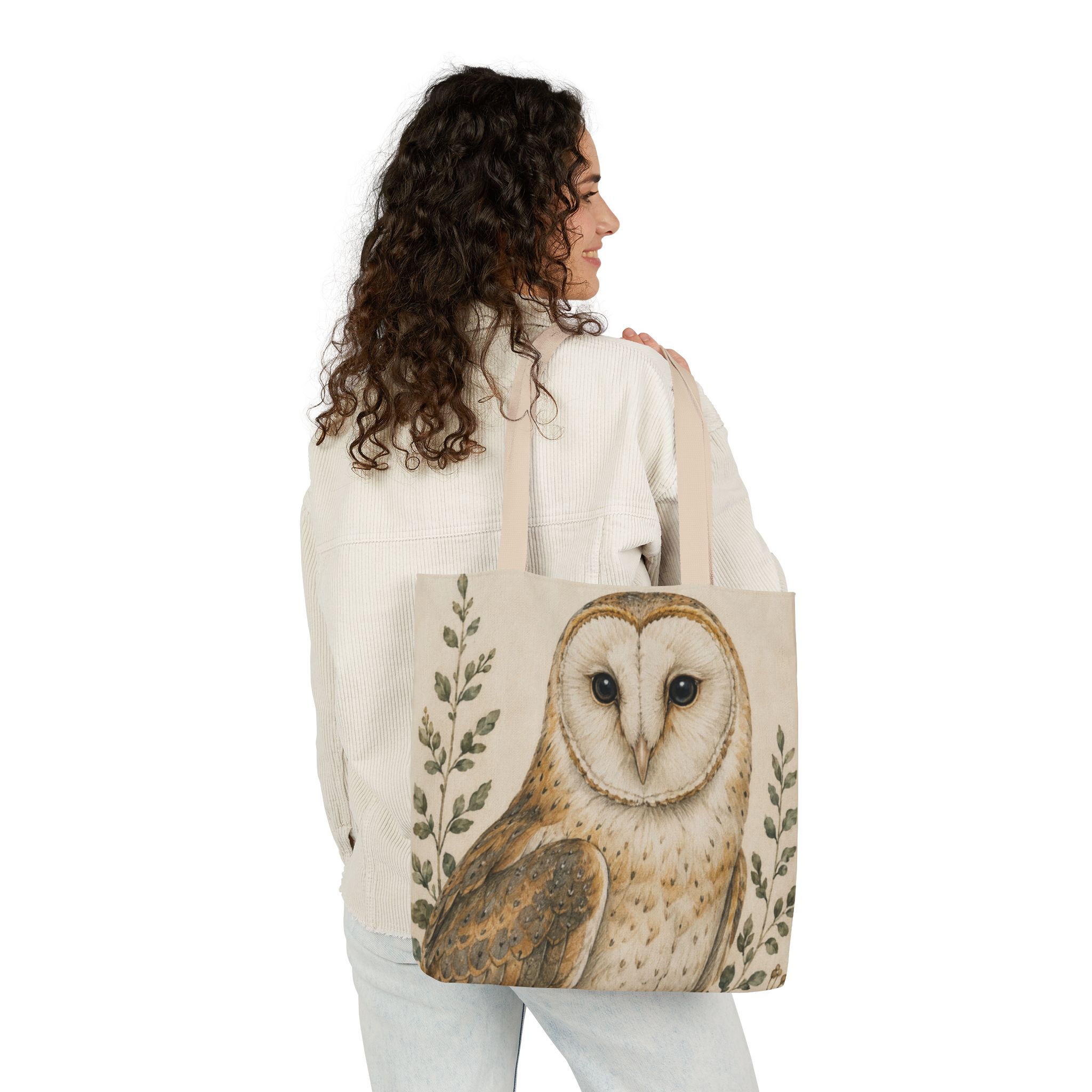 Barn Owl Canvas Tote Bag— Woodland Animal Art Tote - Image 10