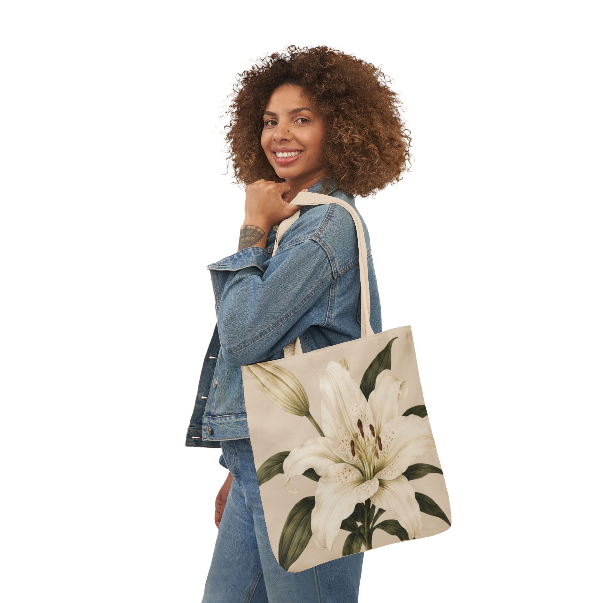 Lily Study Botanical Tote Bag — Elegant White Lily Canvas Tote - Image 11