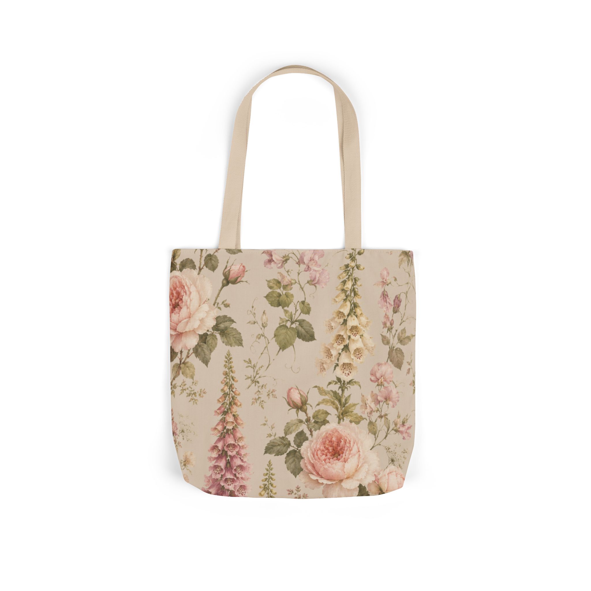 English Garden Romance Floral Tote Bag – Vintage Botanical Canvas Tote - Image 2