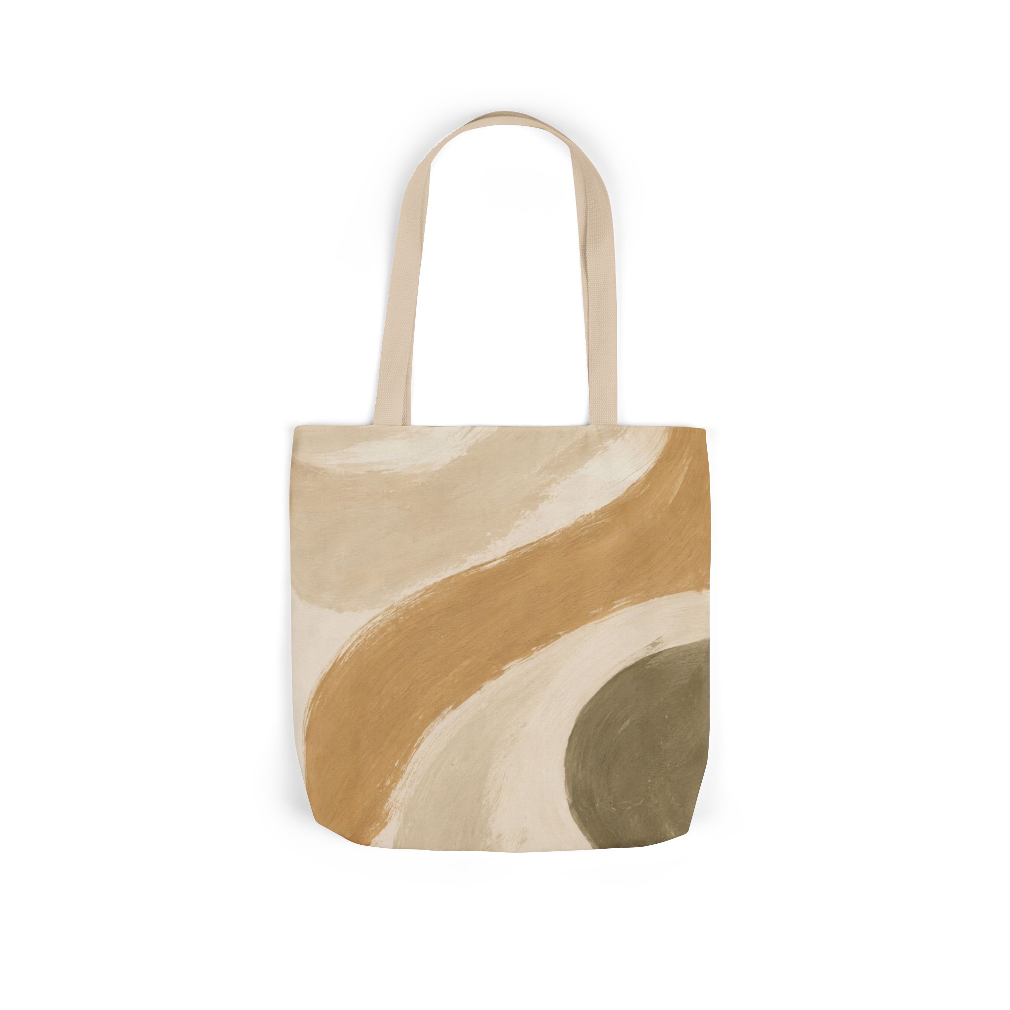 Abstract Earth-Tone Canvas Tote — Neutral Boho Wave Design - Image 4
