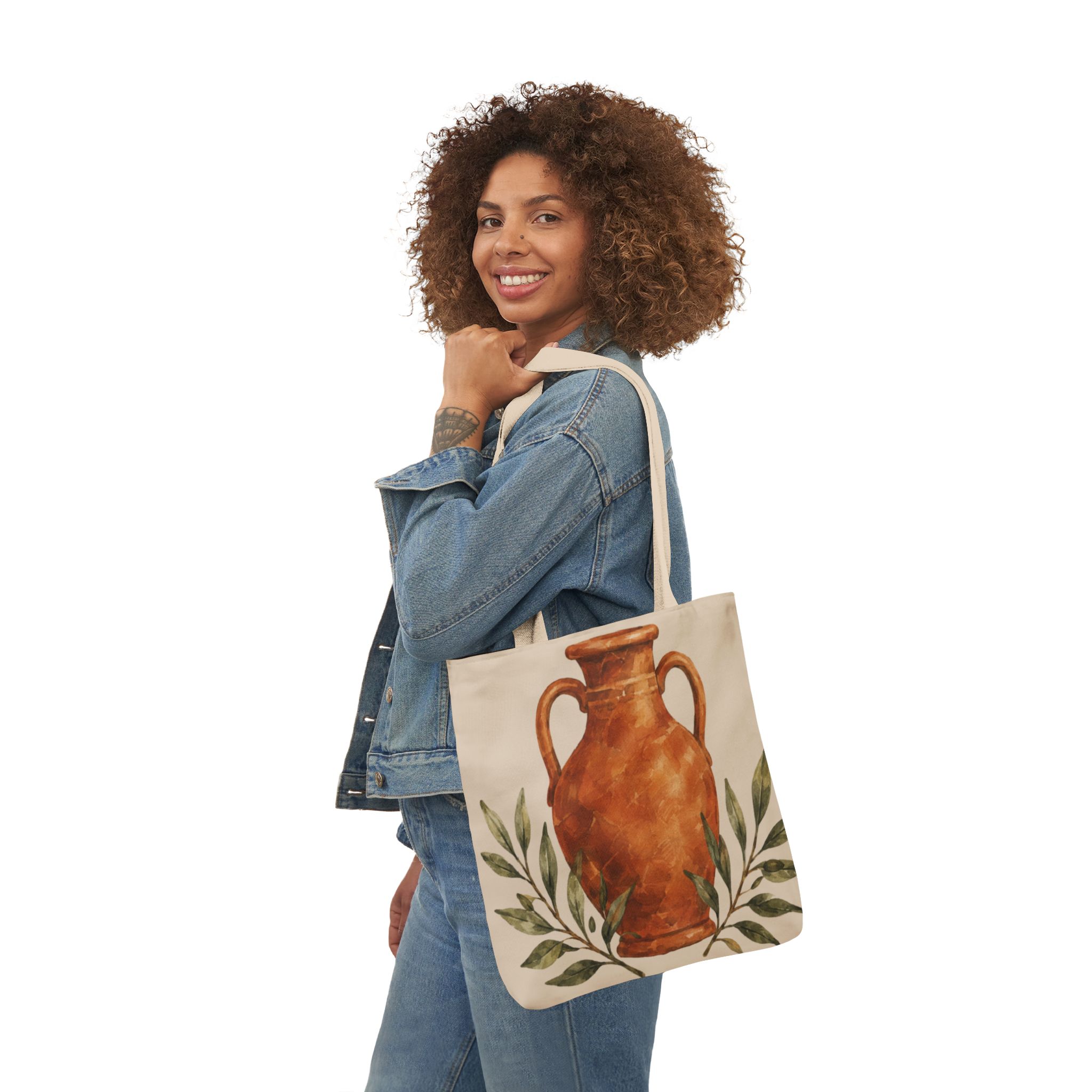 Terracotta Vase Canvas Tote Bag – Mediterranean Art Shopping Bag - Image 5
