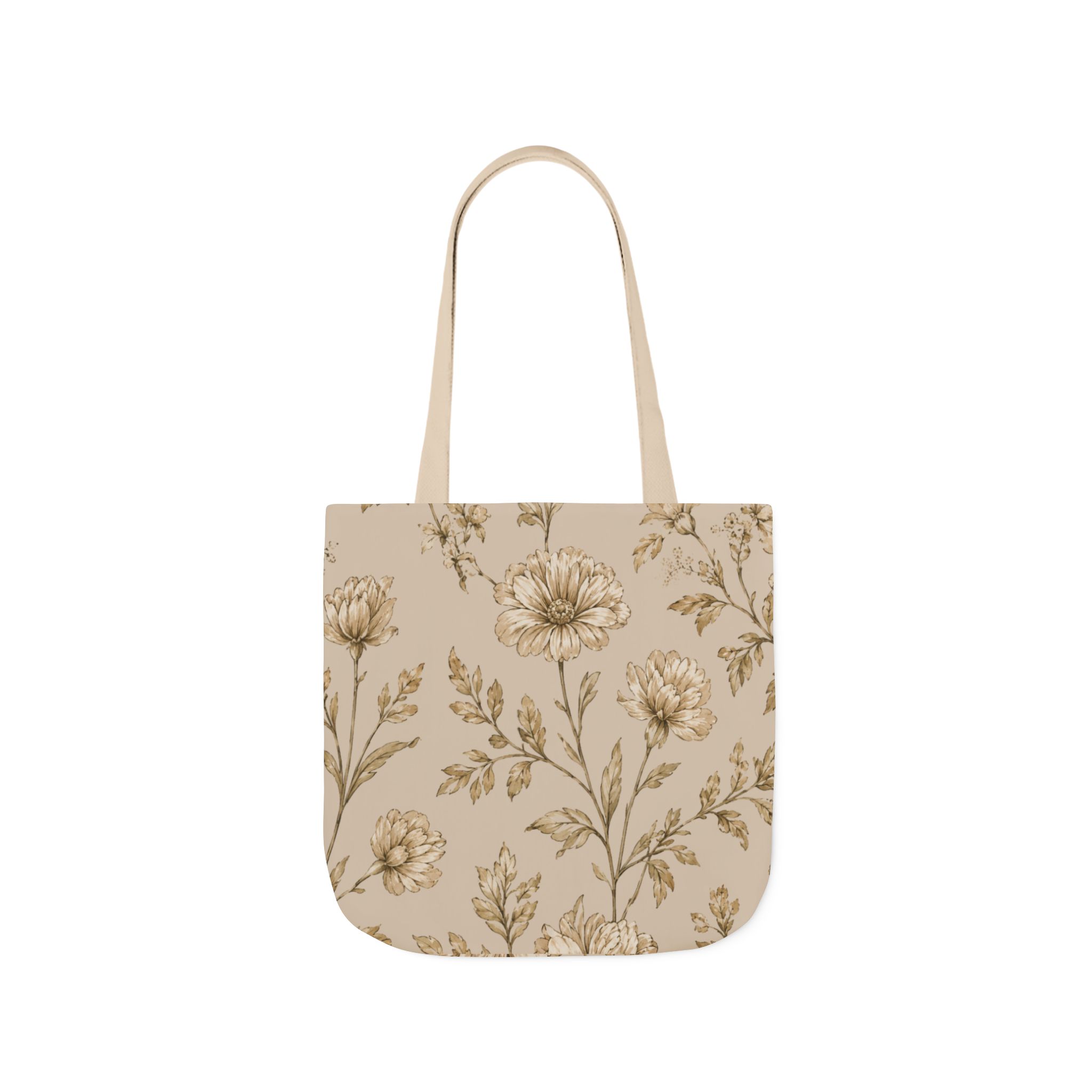 Botanical Toile Floral Tote Bag — Vintage Botanical Canvas Tote