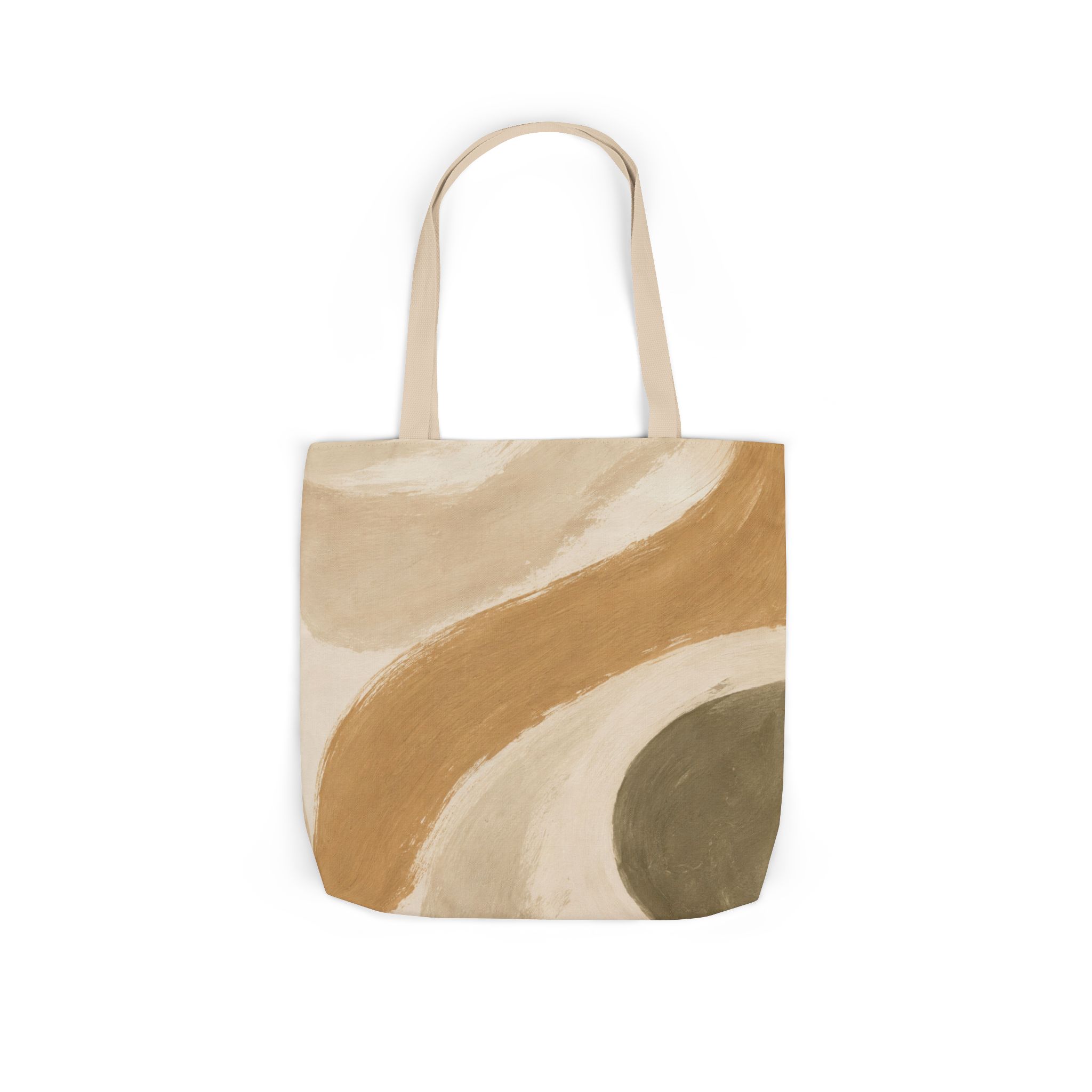 Abstract Earth-Tone Canvas Tote — Neutral Boho Wave Design - Image 9