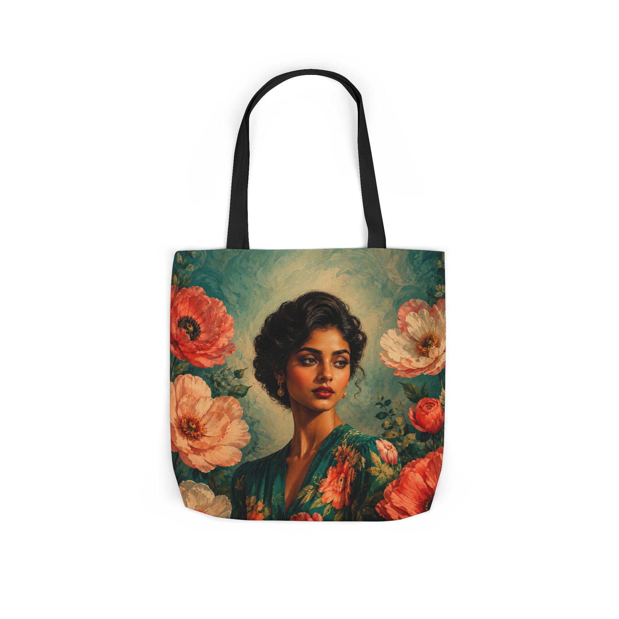 Emerald Bloom Canvas Tote Bag – Botanical Canvas Shoulder Bag - Image 24
