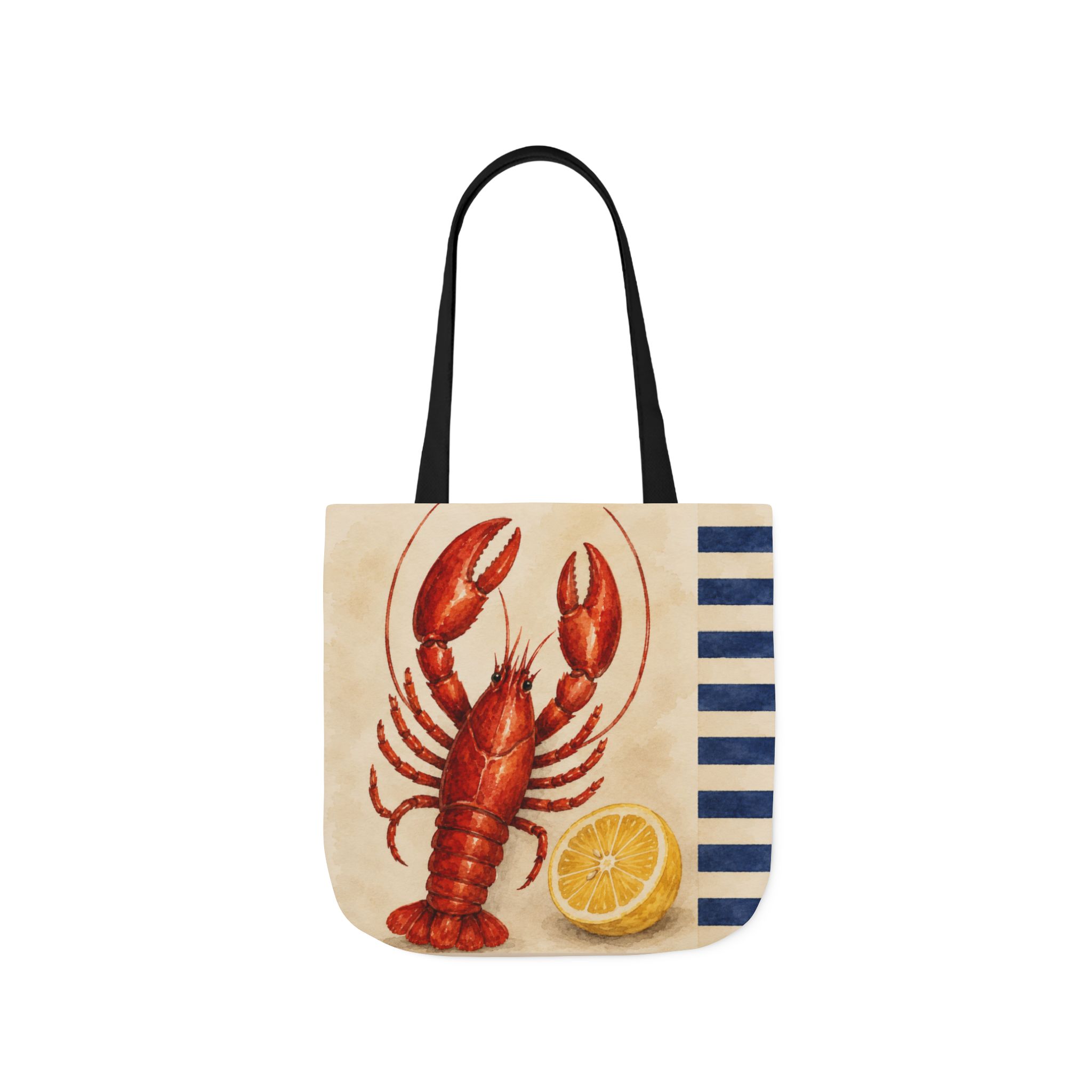 Lobster & Lemon Striped Canvas Tote – Coastal Nautical Reusable Beach & Grocery Bag - Image 12