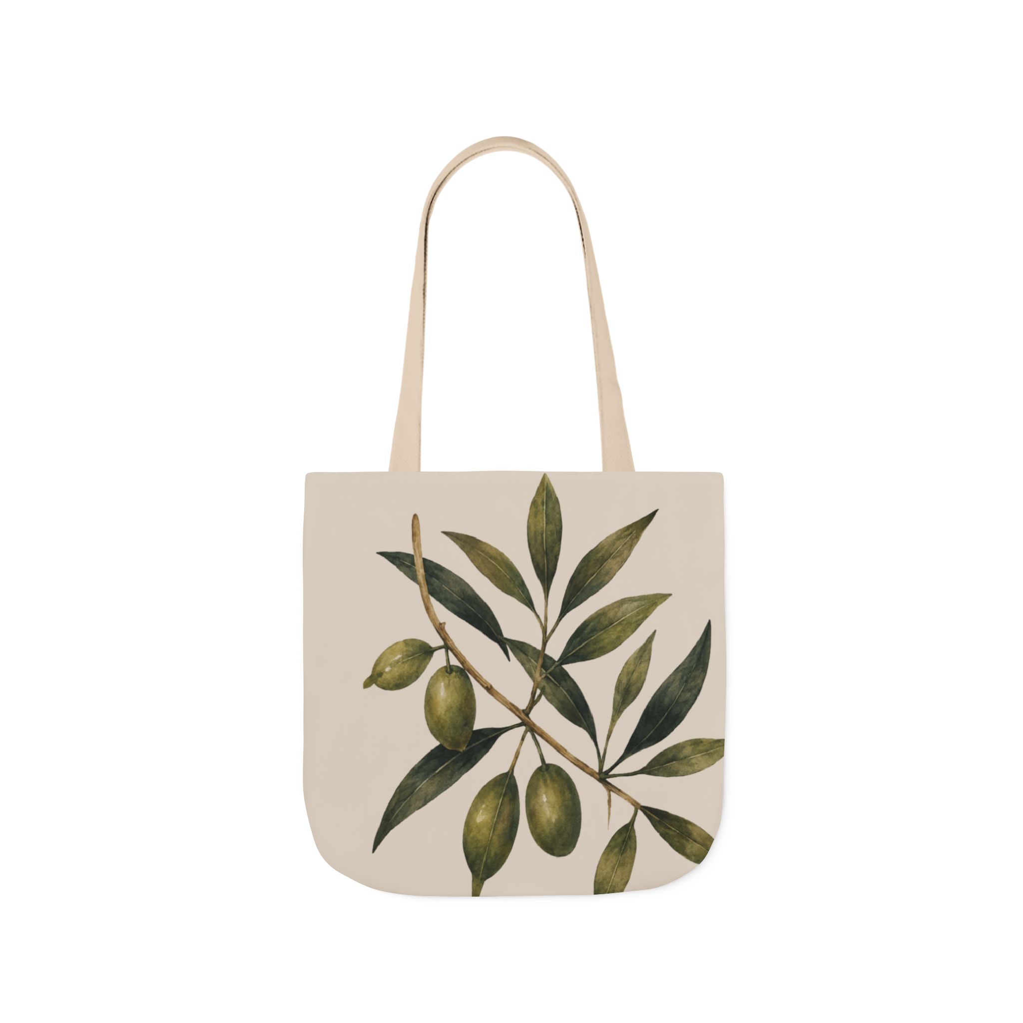Olive Branch Canvas Tote – Botanical Reusable Beach & Grocery Bag - Image 3