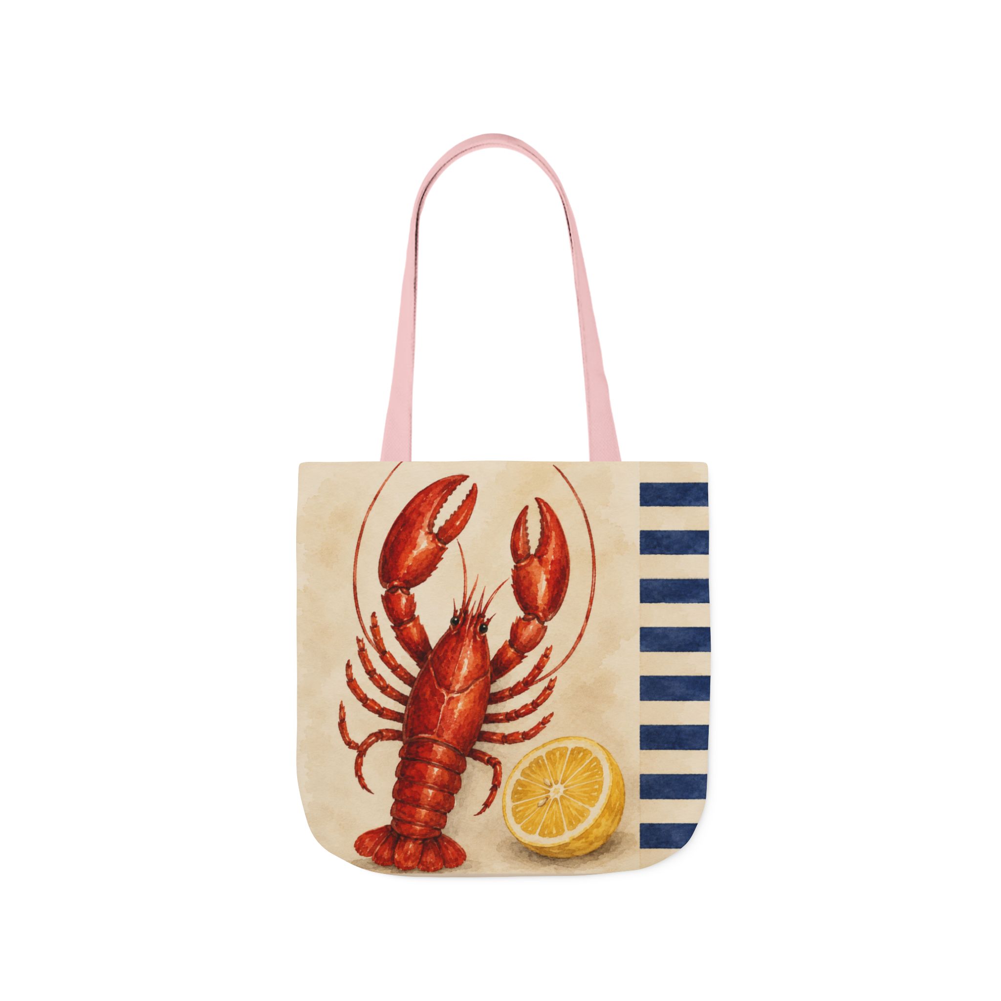 Lobster & Lemon Striped Canvas Tote – Coastal Nautical Reusable Beach & Grocery Bag - Image 20