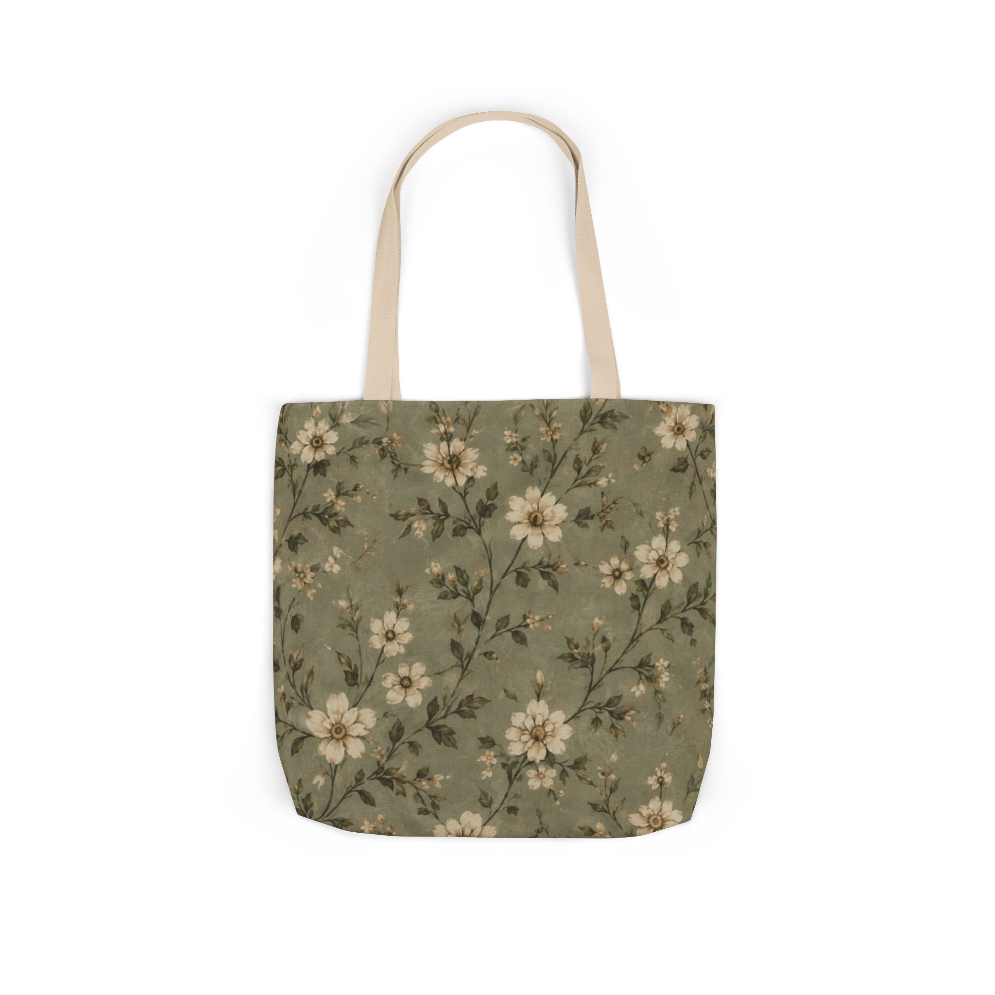 Sage Blossom Floral Tote Bag – Sage Green Botanical Canvas Shopping Bag - Image 14