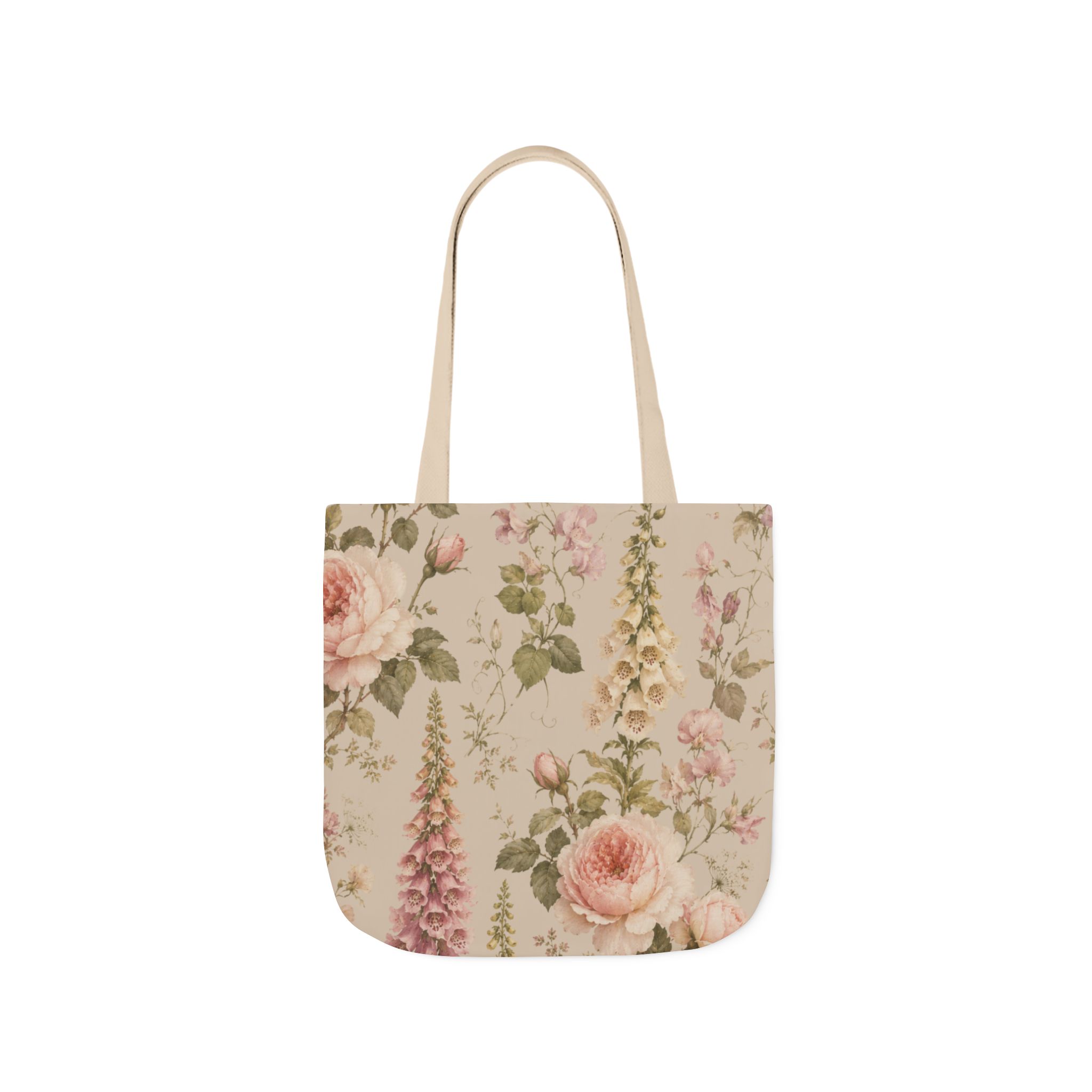 English Garden Romance Floral Tote Bag – Vintage Botanical Canvas Tote - Image 3