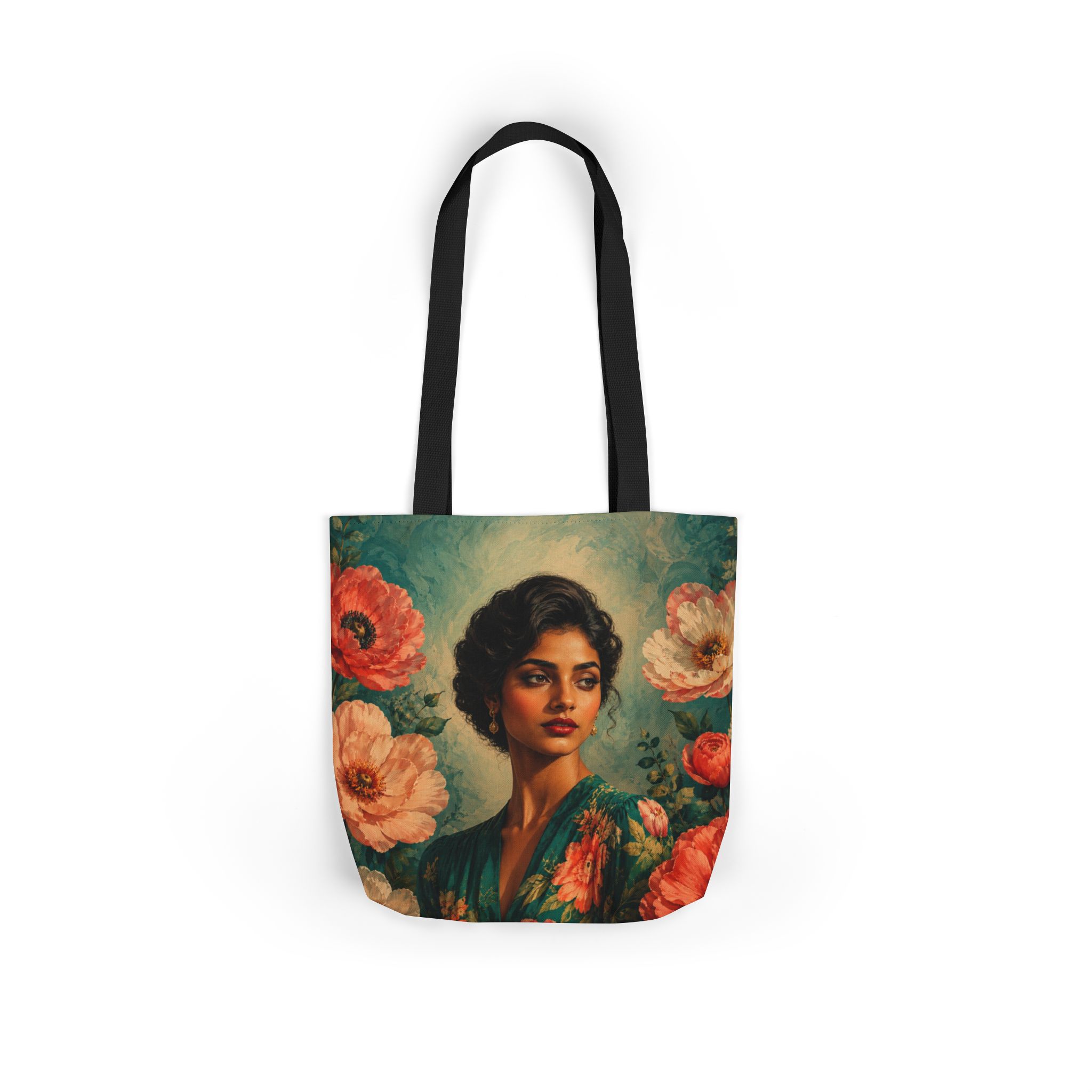 Emerald Bloom Canvas Tote Bag – Botanical Canvas Shoulder Bag - Image 10