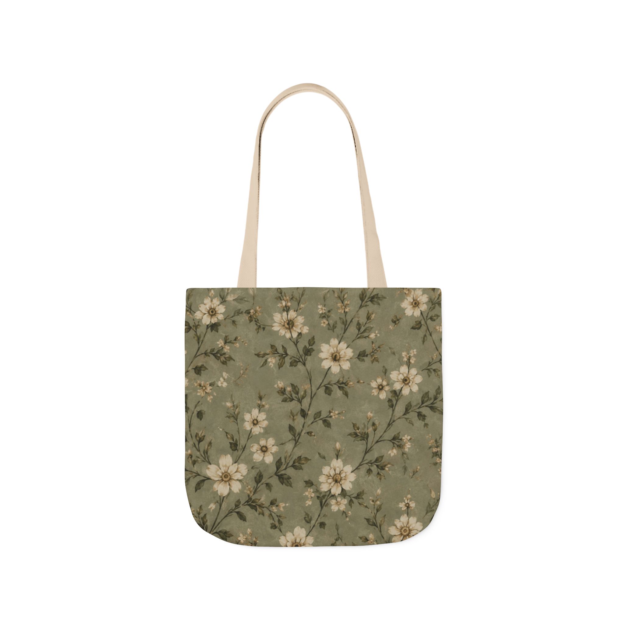 Sage Blossom Floral Tote Bag – Sage Green Botanical Canvas Shopping Bag - Image 11