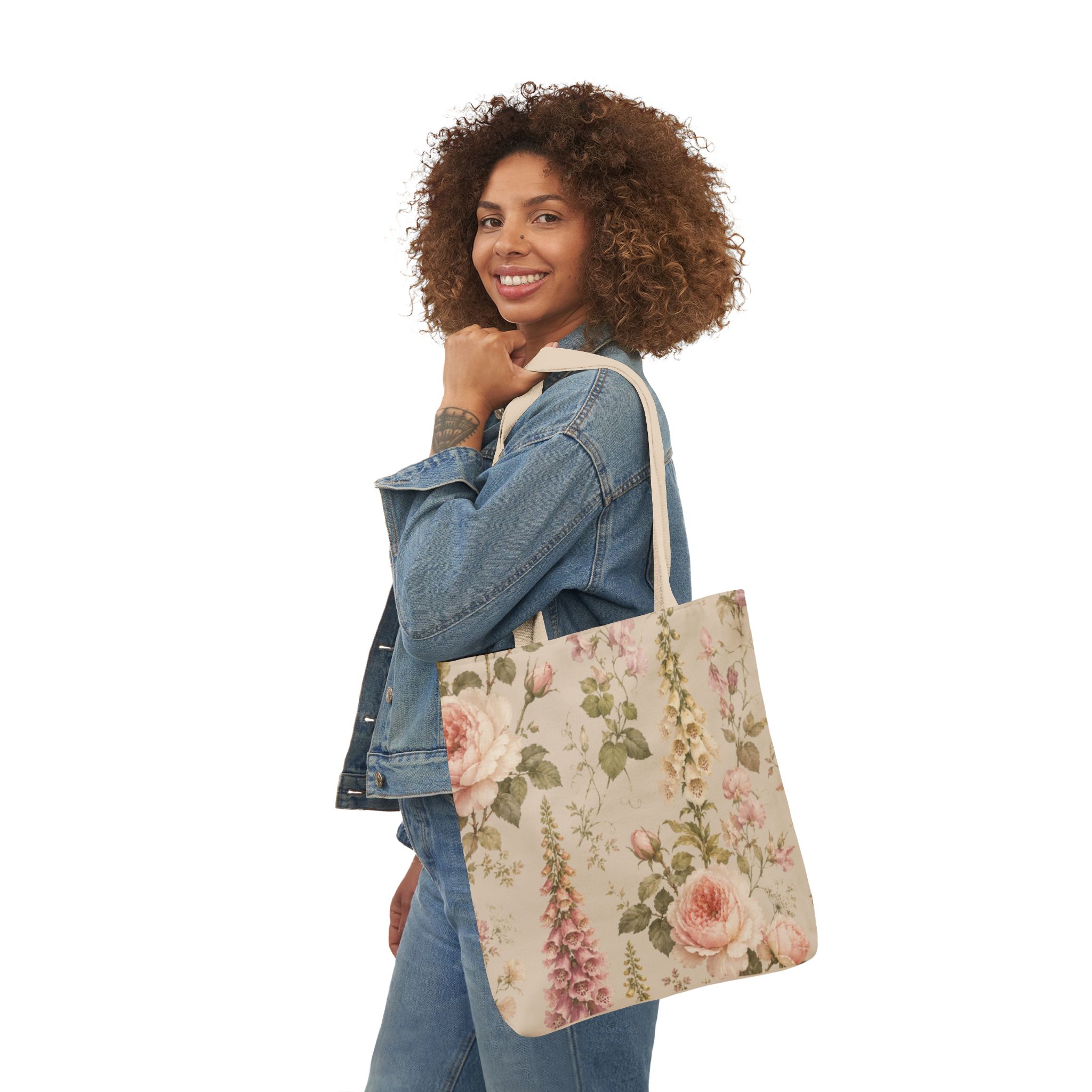 English Garden Romance Floral Tote Bag – Vintage Botanical Canvas Tote - Image 11