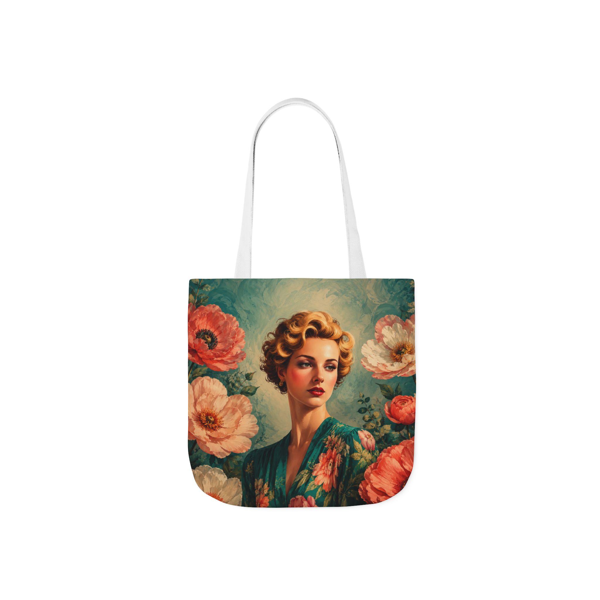Golden Bloom Canvas Tote Bag — Retro Glam Woman Canvas Tote - Image 15
