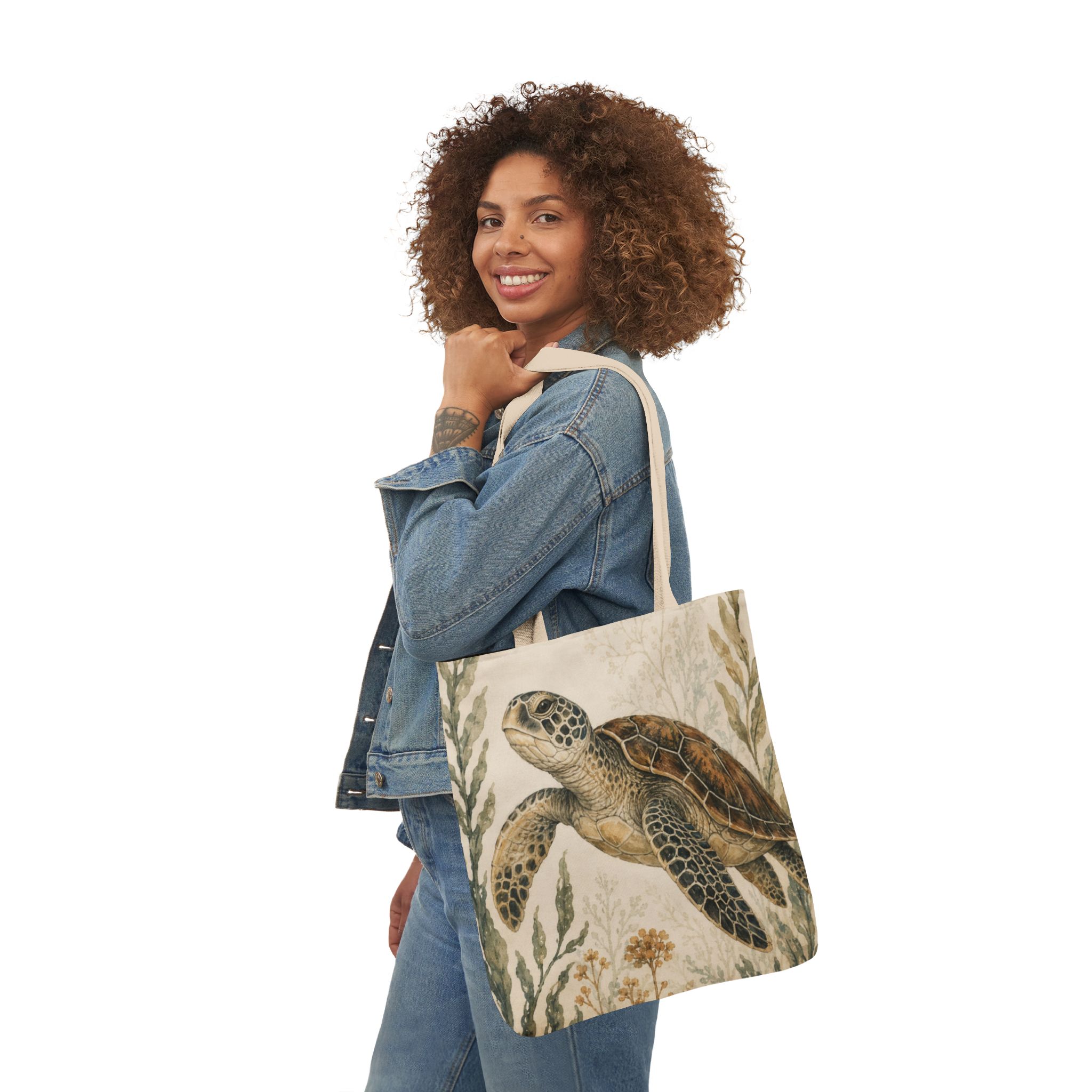 Sea Turtle Canvas Tote Bag — Vintage Marine Illustration Eco Beach Bag - Image 11