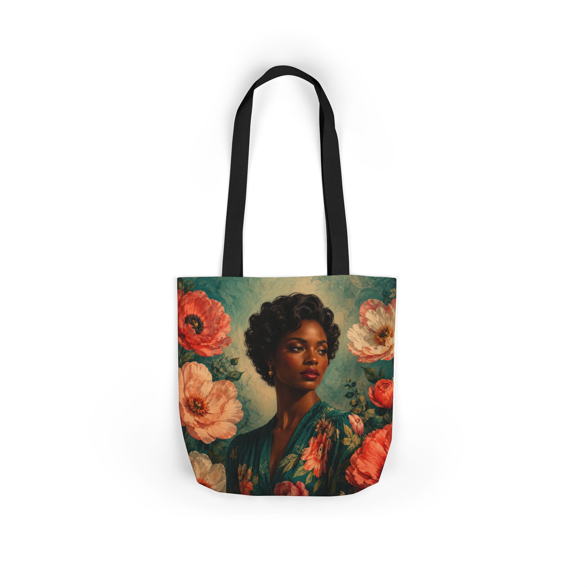 Emerald Bloom Canvas Tote Bag