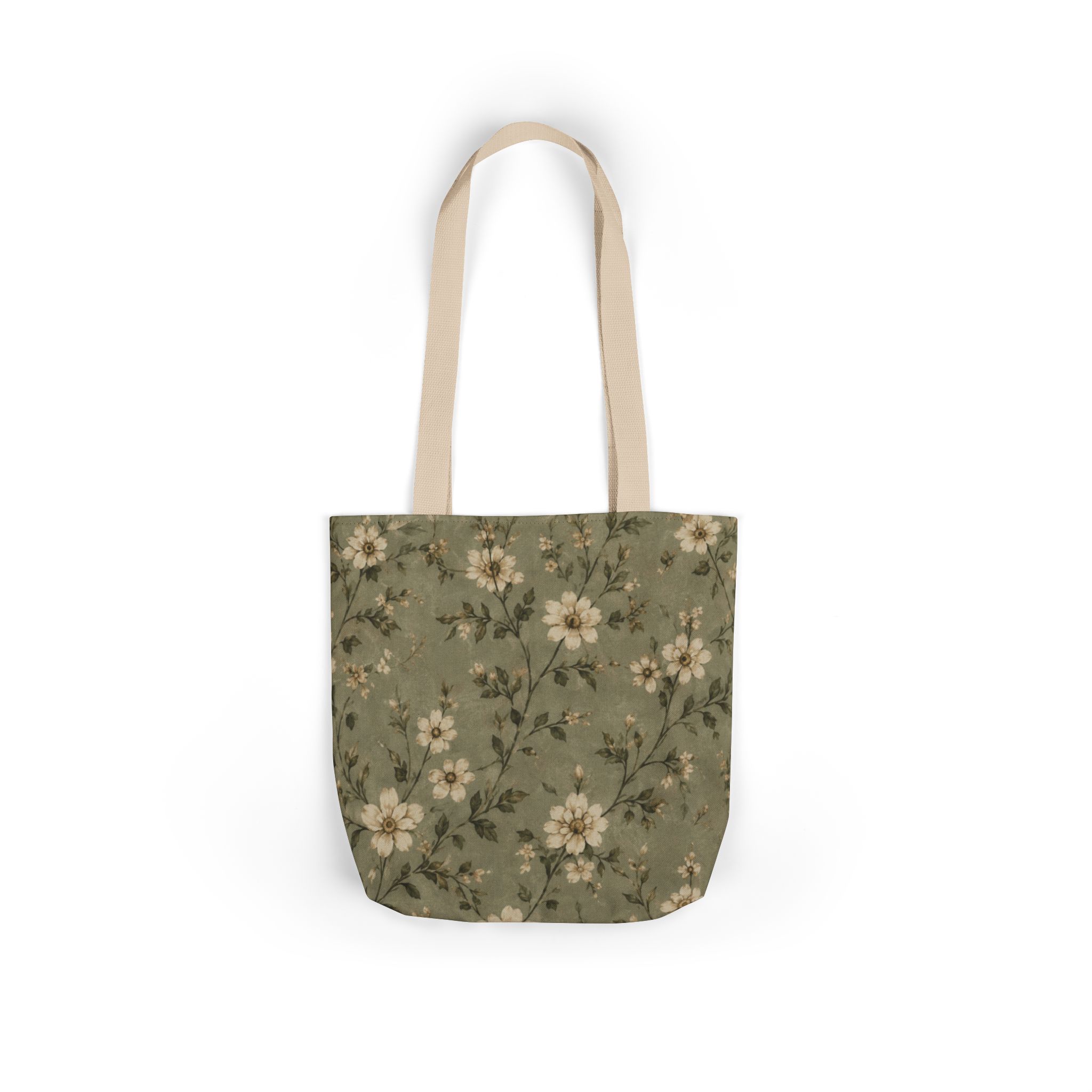 Sage Blossom Floral Tote Bag – Sage Green Botanical Canvas Shopping Bag - Image 8