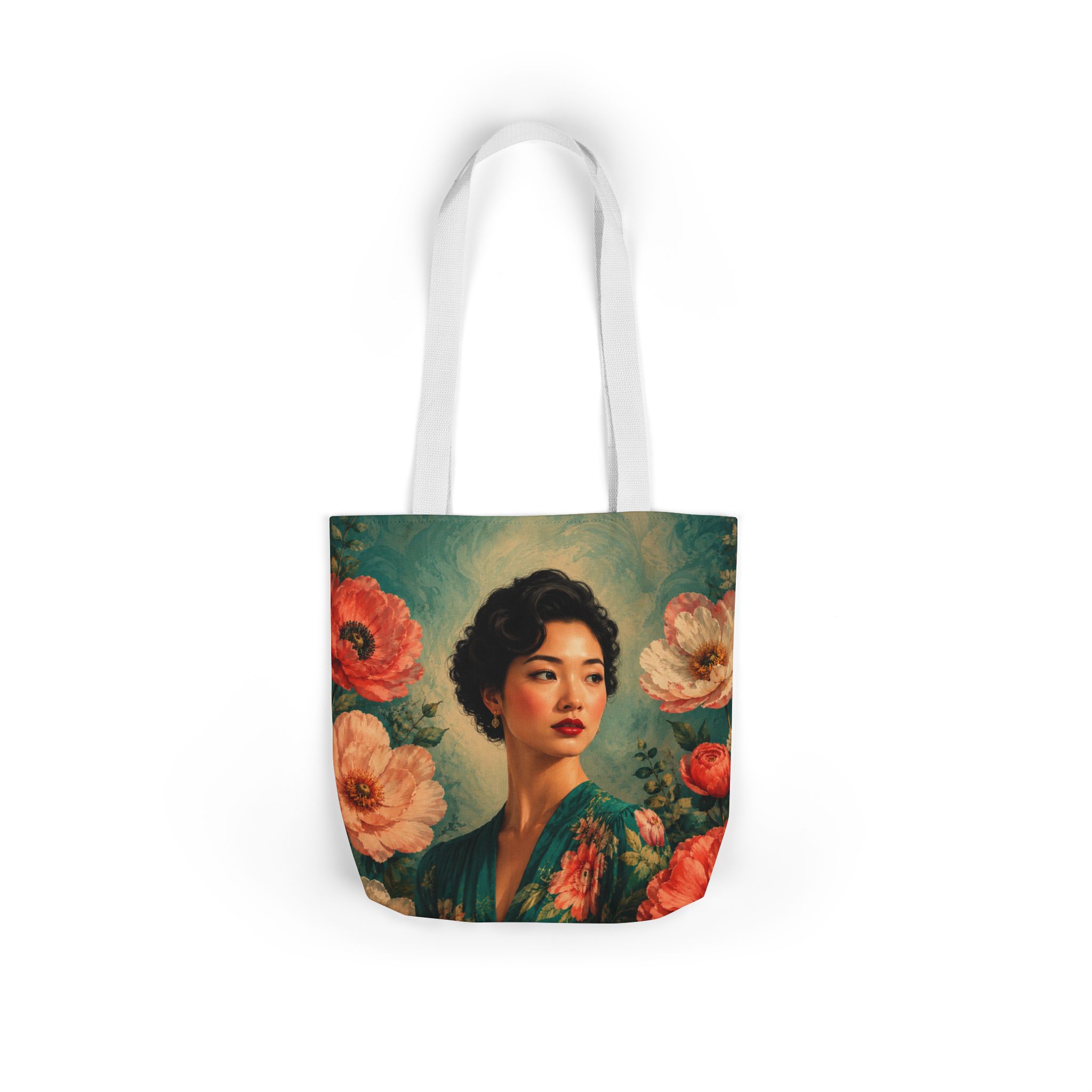 Floral Portrait Tote Bag — Woman Art Canvas Tote - Image 16
