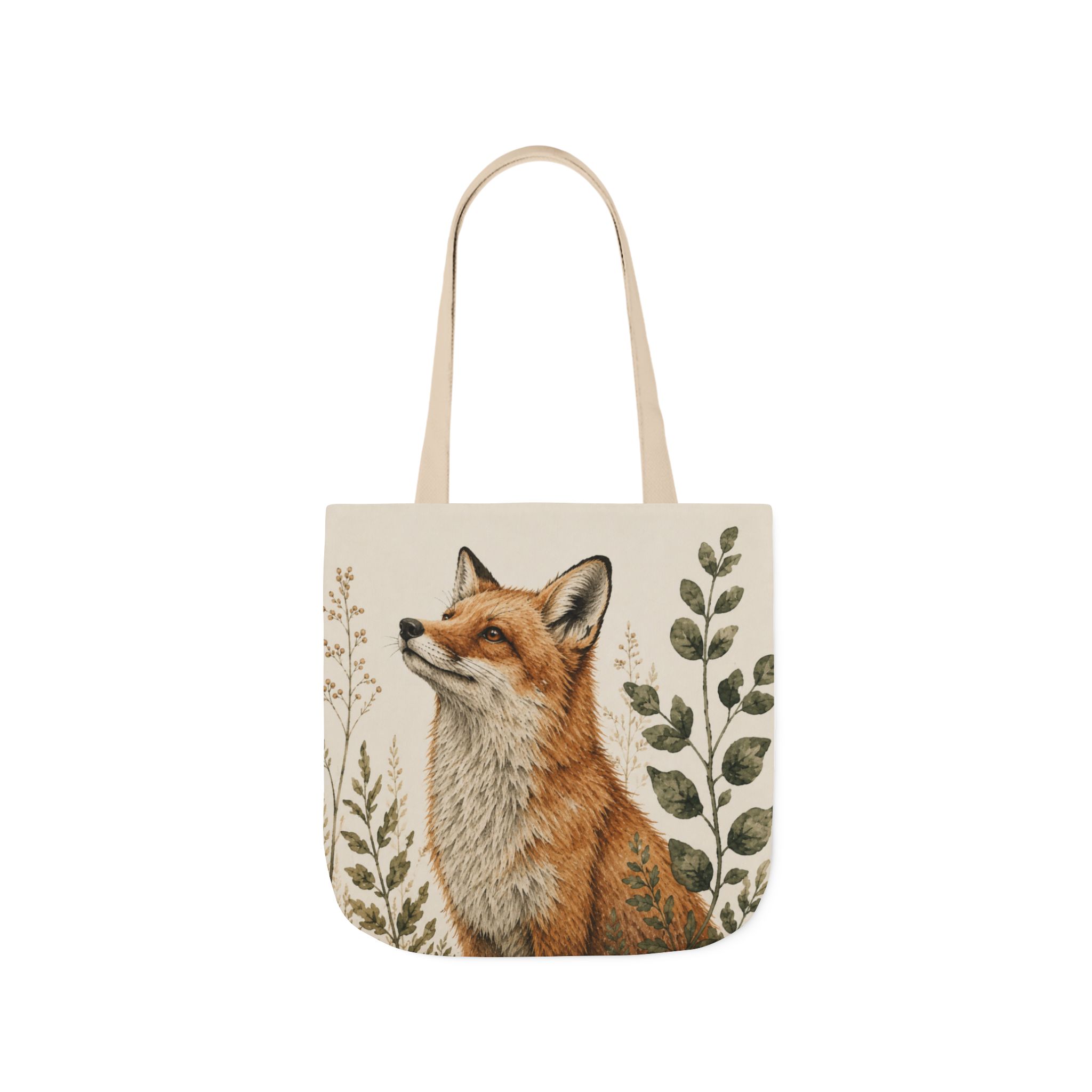 Red Fox Canvas Tote Bag - Woodland Wildlife Art Tote