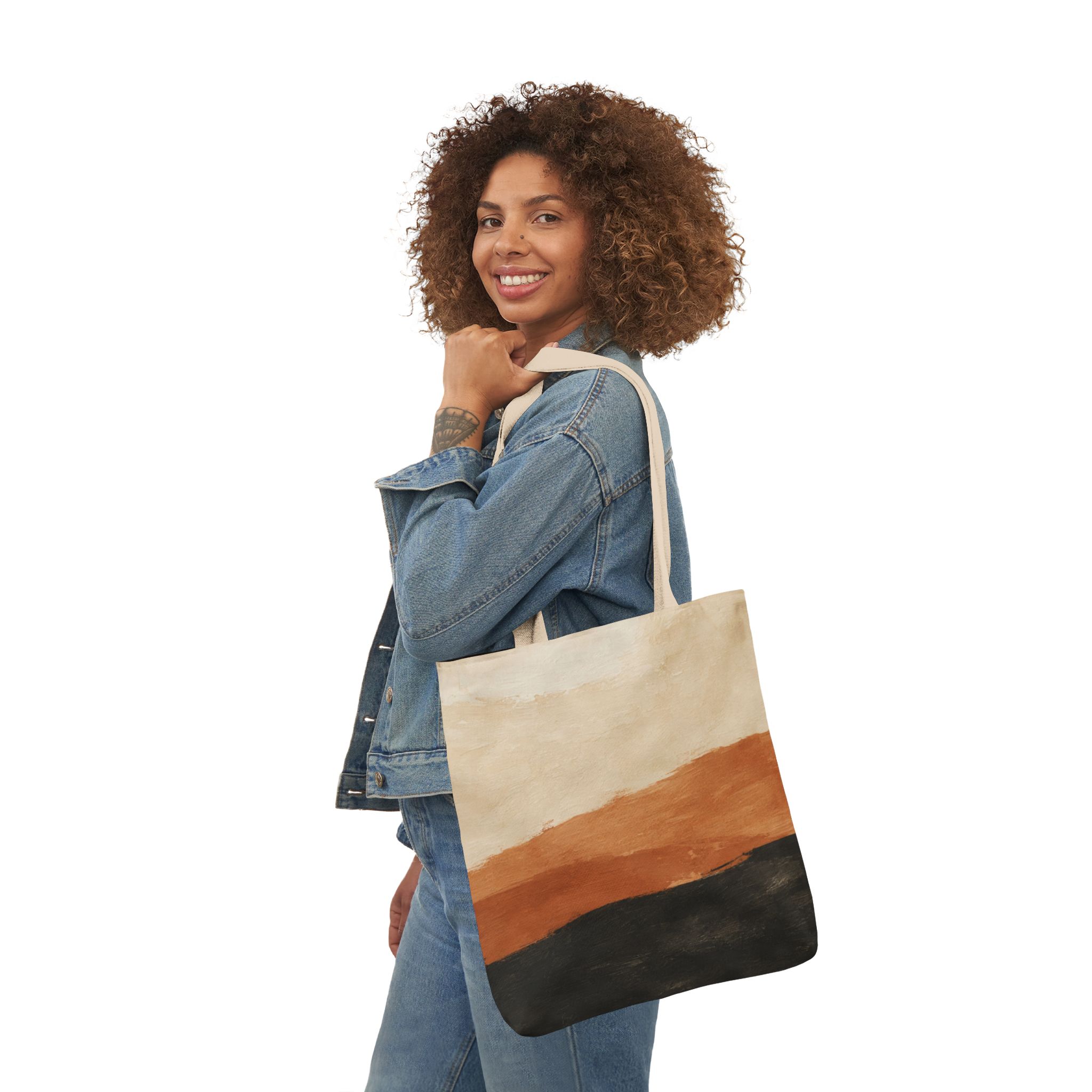 Abstract Desert Horizon Canvas Tote — Rust & Charcoal Art Print - Image 11