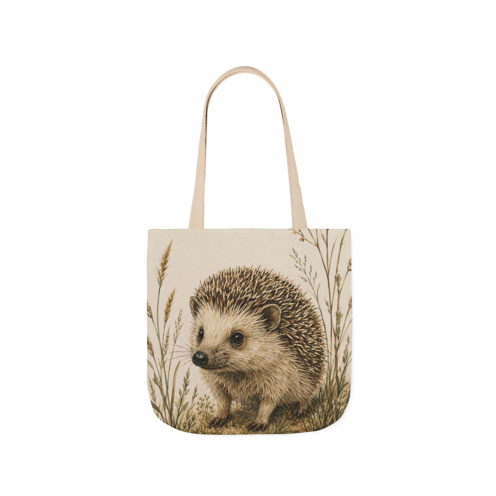 Hedgehog Canvas Tote Bag— Woodland Animal Art Tote